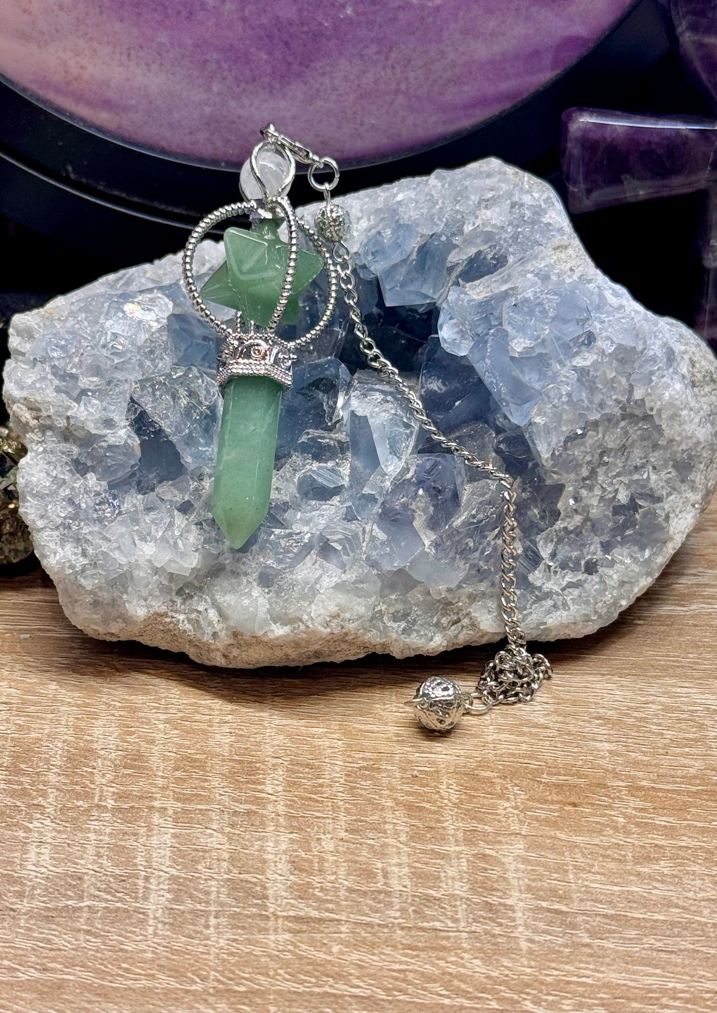 Pendule en Aventurine verte - Pointe et Merkaba