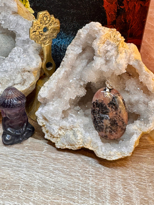 Pendentif de rhodonite