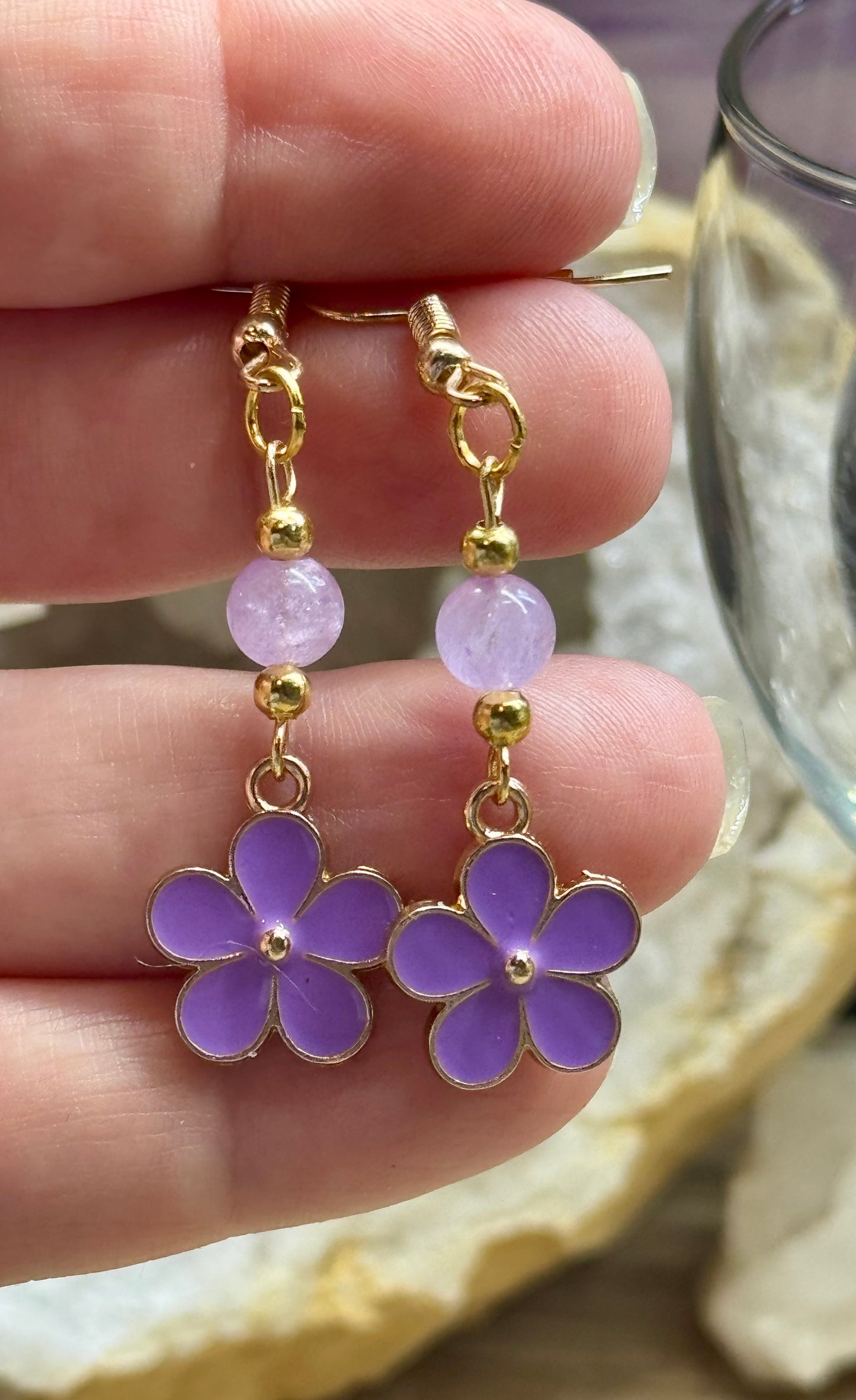 Boucles d’oreilles en argent et Améthyste Lilas