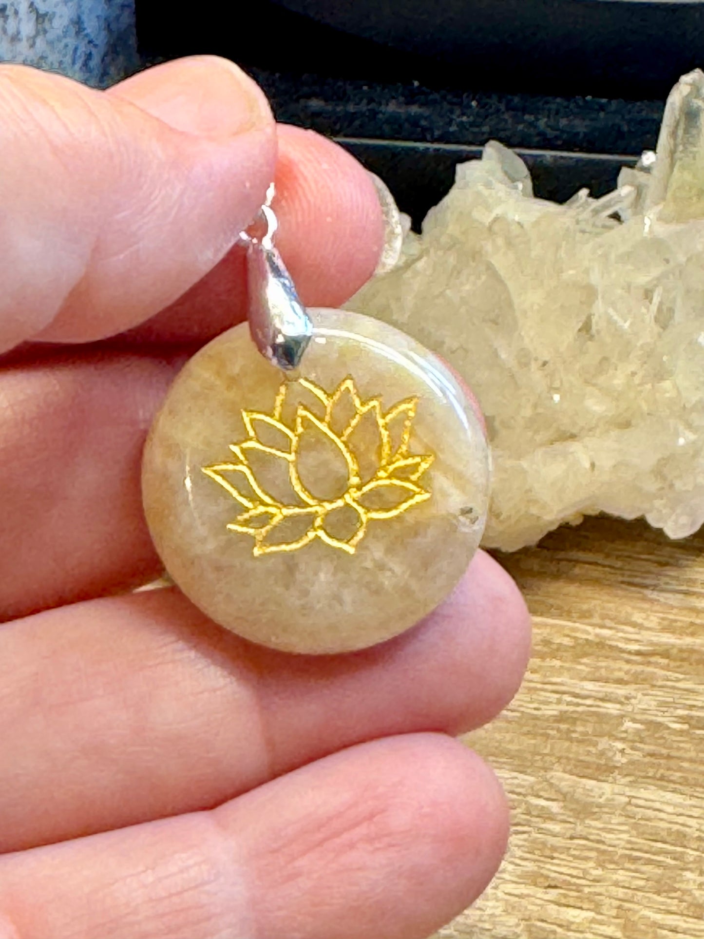 Pendentif en Aventurine Jaune et Sceau de Métatron