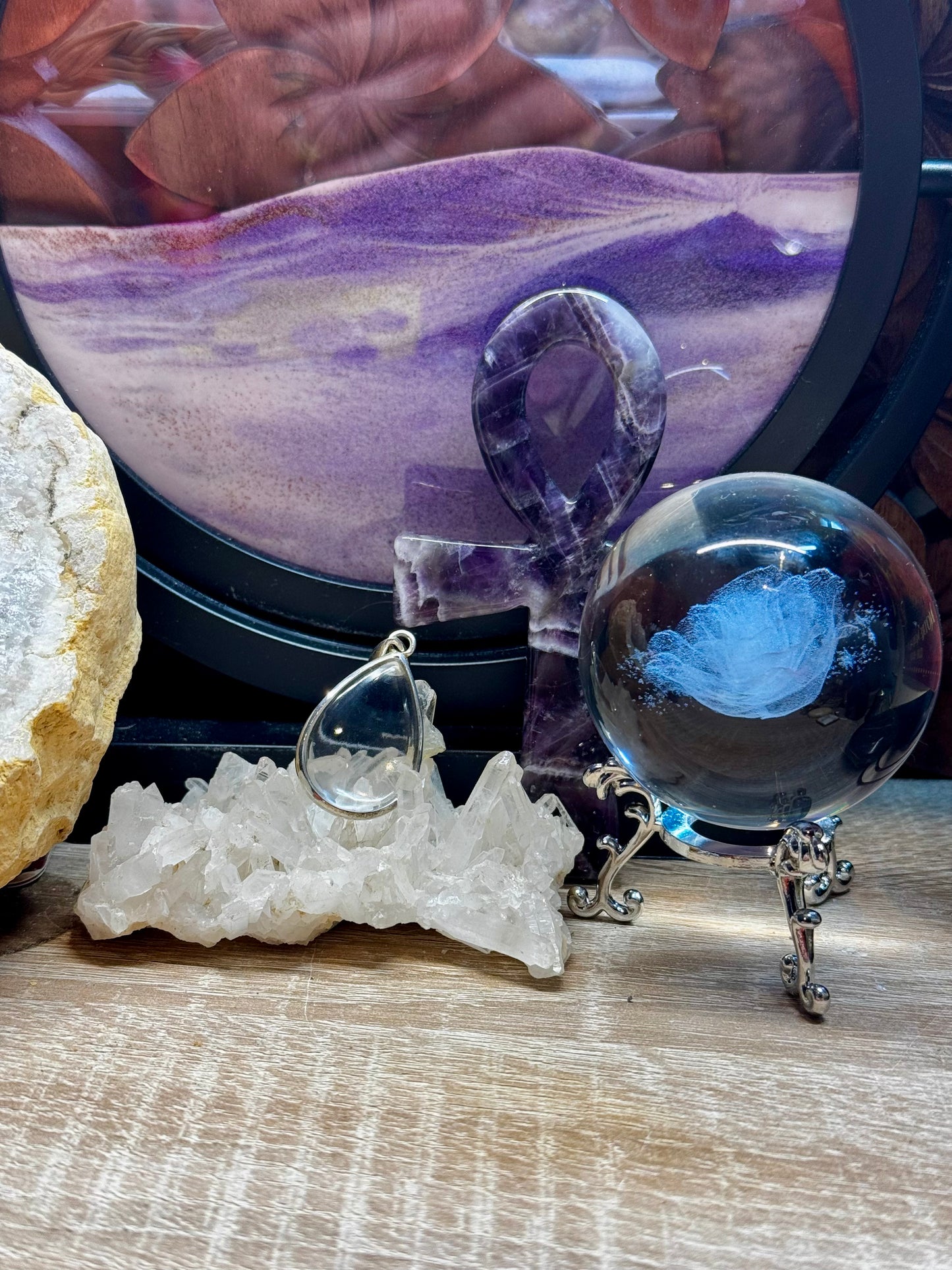 Pendentif cerclé de Cristal de roche