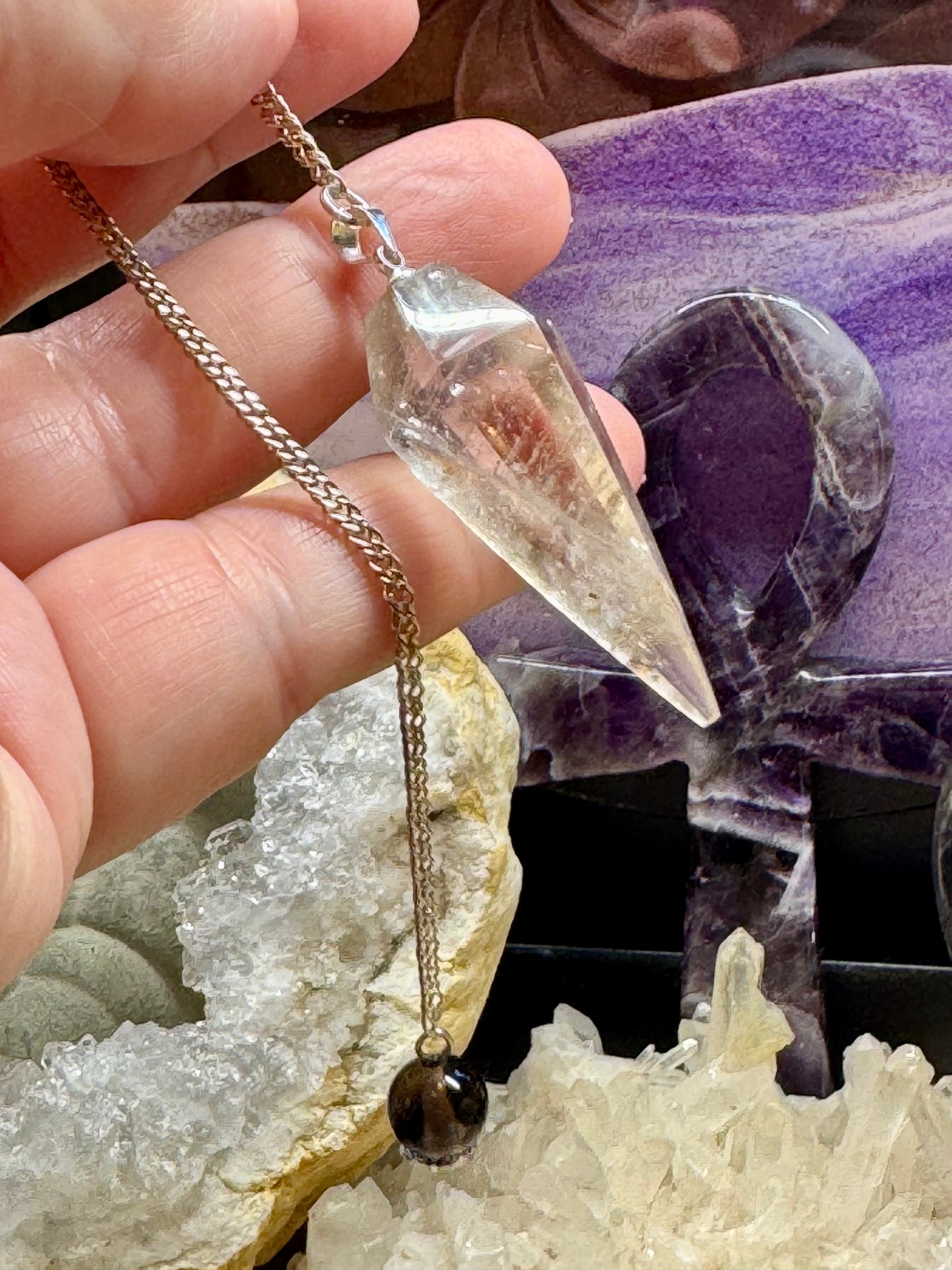 Pendule conique Quartz fumé - Perle