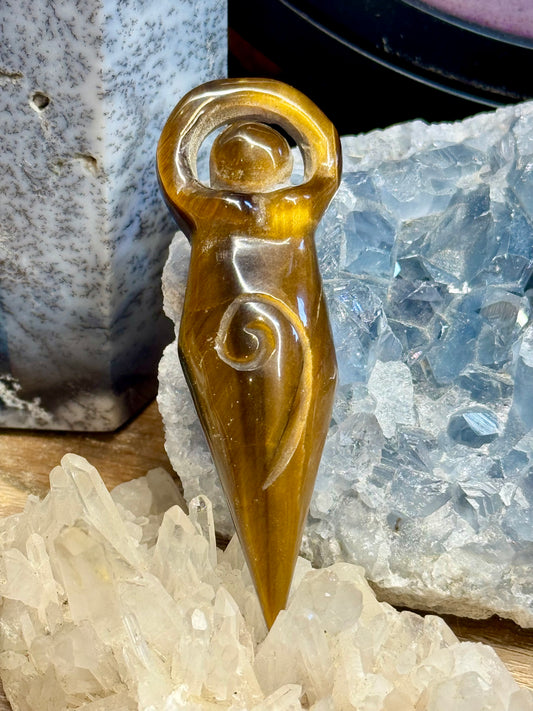 Statuette de la Mère Divine en Oeil de Tigre