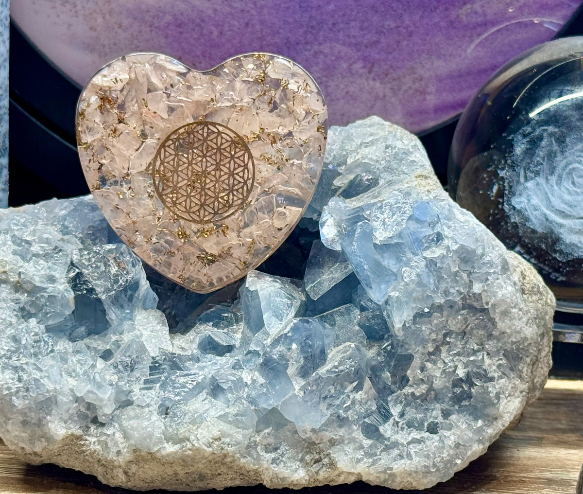 Orgonite Cœur de Quartz Rose