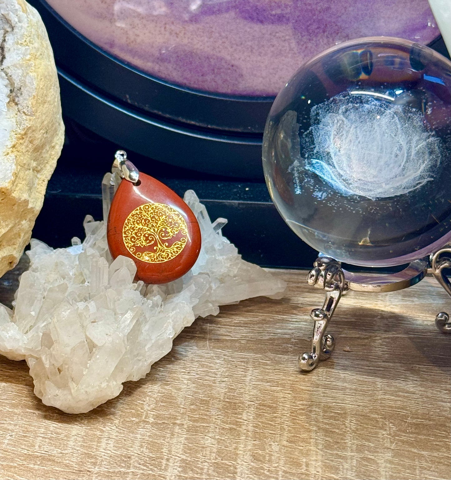 Pendentif goutte jaspe rouge