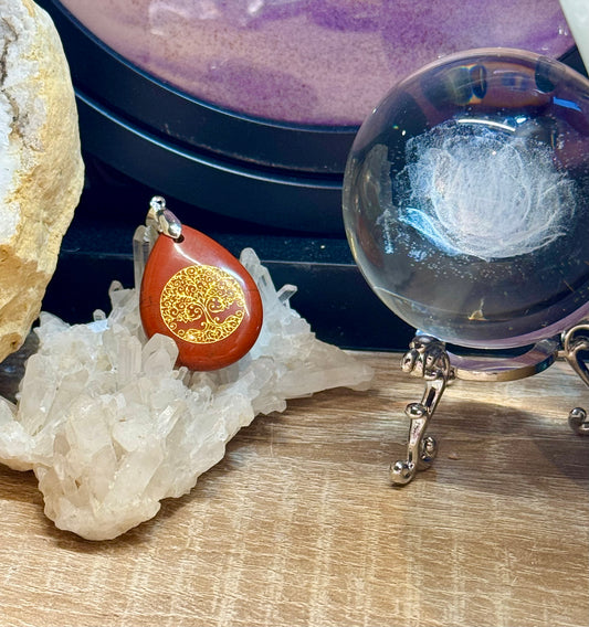 Pendentif goutte jaspe rouge