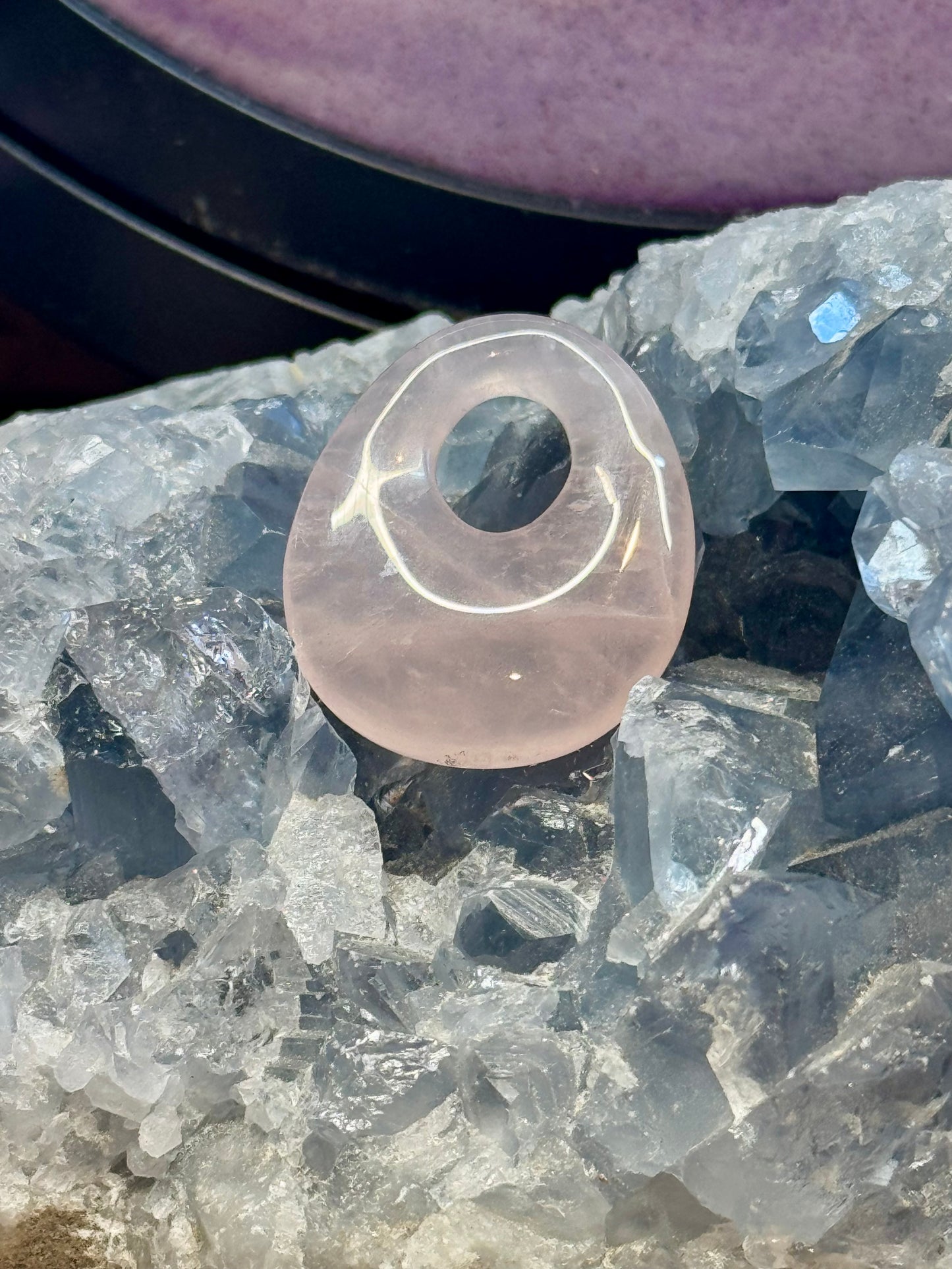 Donut ovale de Quartz Rose