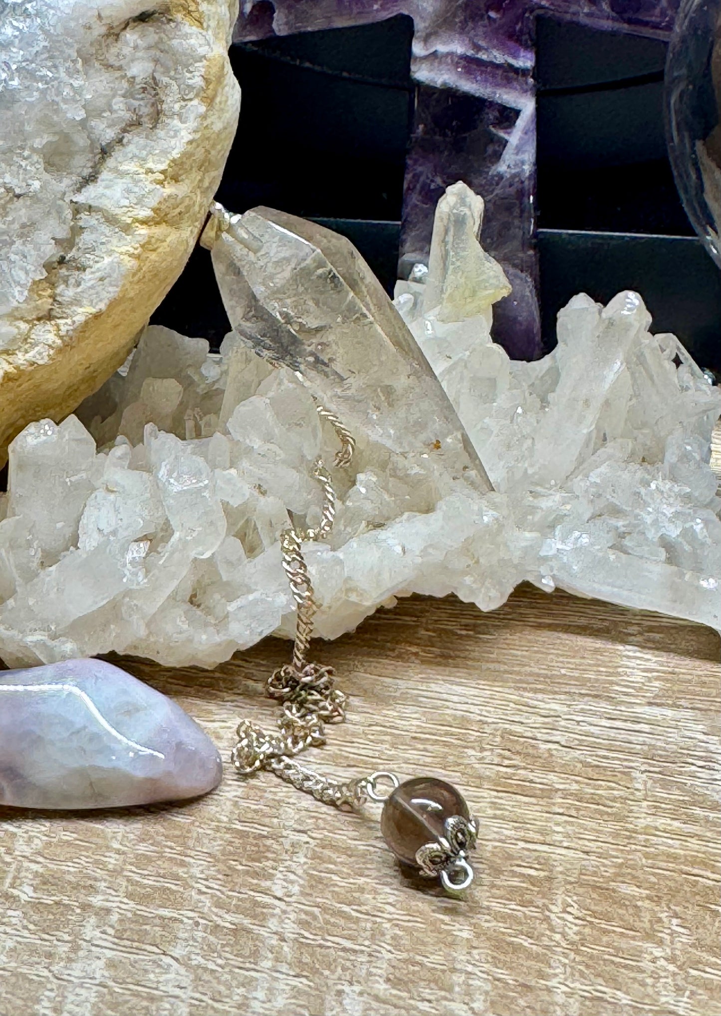 Pendule conique Quartz fumé - Perle