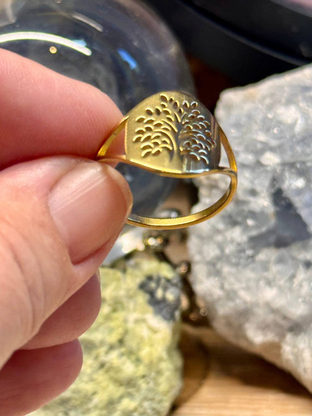 Bague Arbre de vie dorée T62