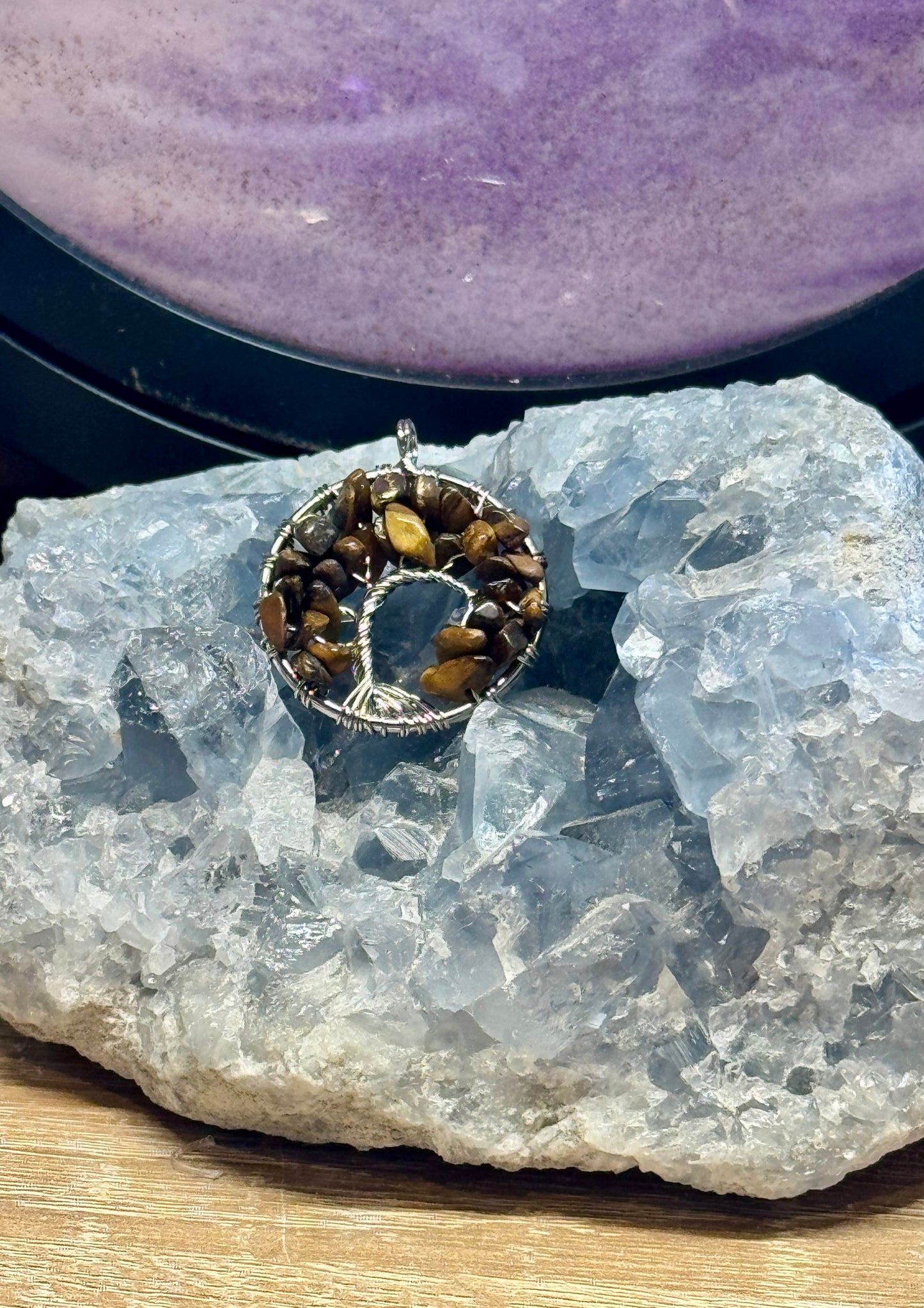 Pendentif Arbre de vie - Œil de tigre