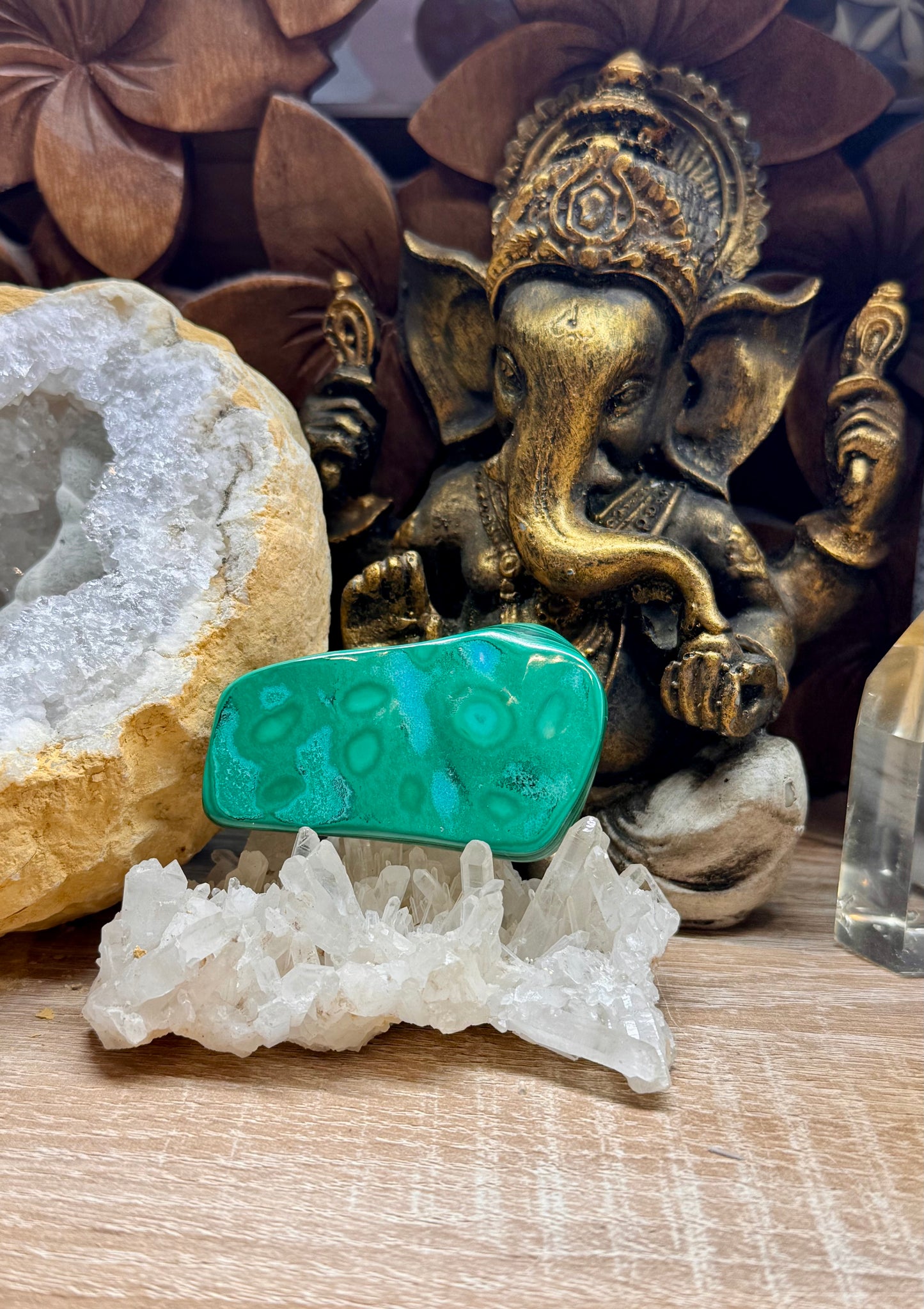 Plaque polie de malachite