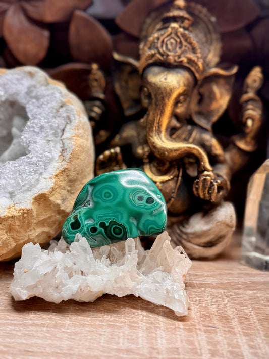 Plaque polie de malachite
