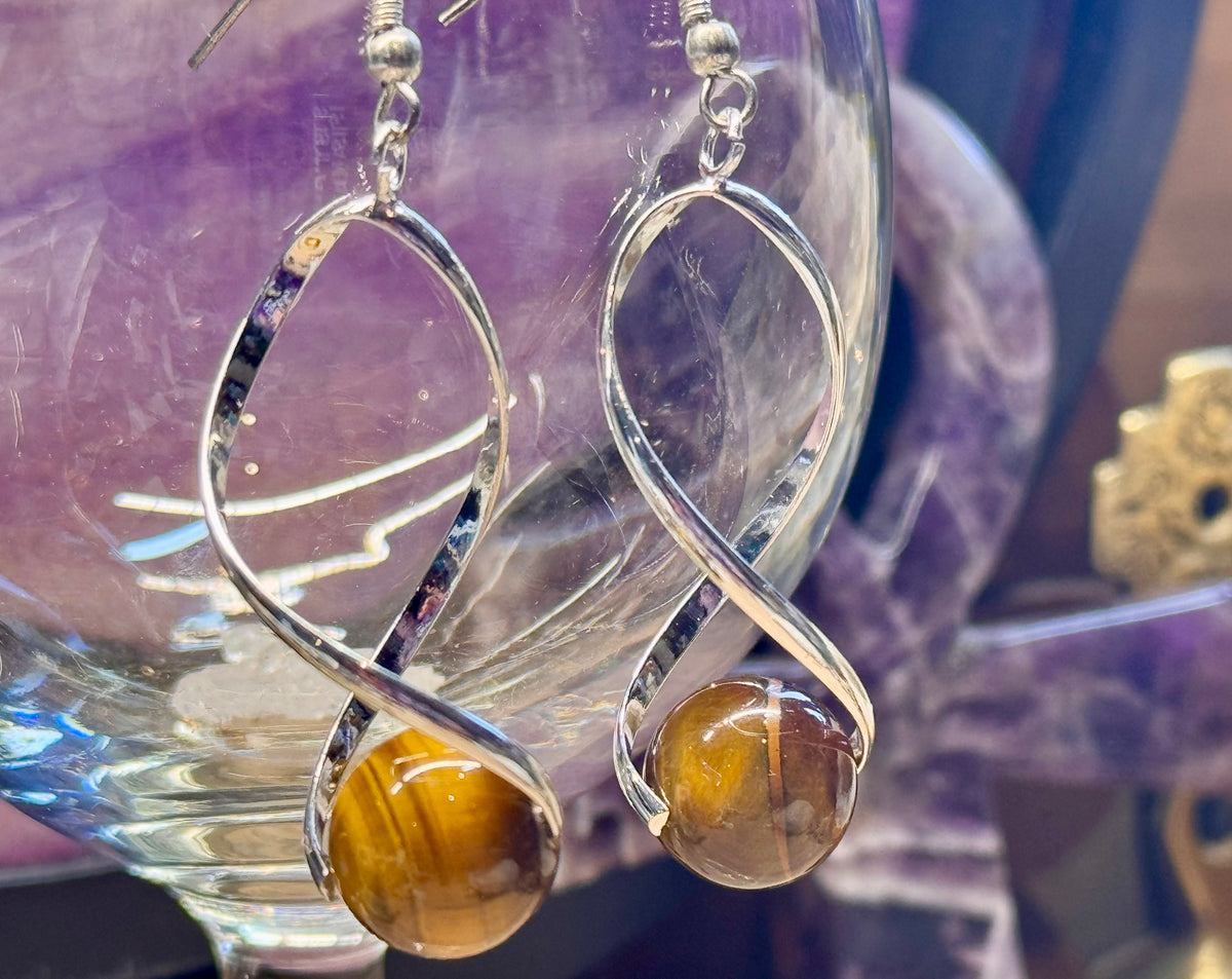 Boucles d’oreilles pendantes Œil de Tigre