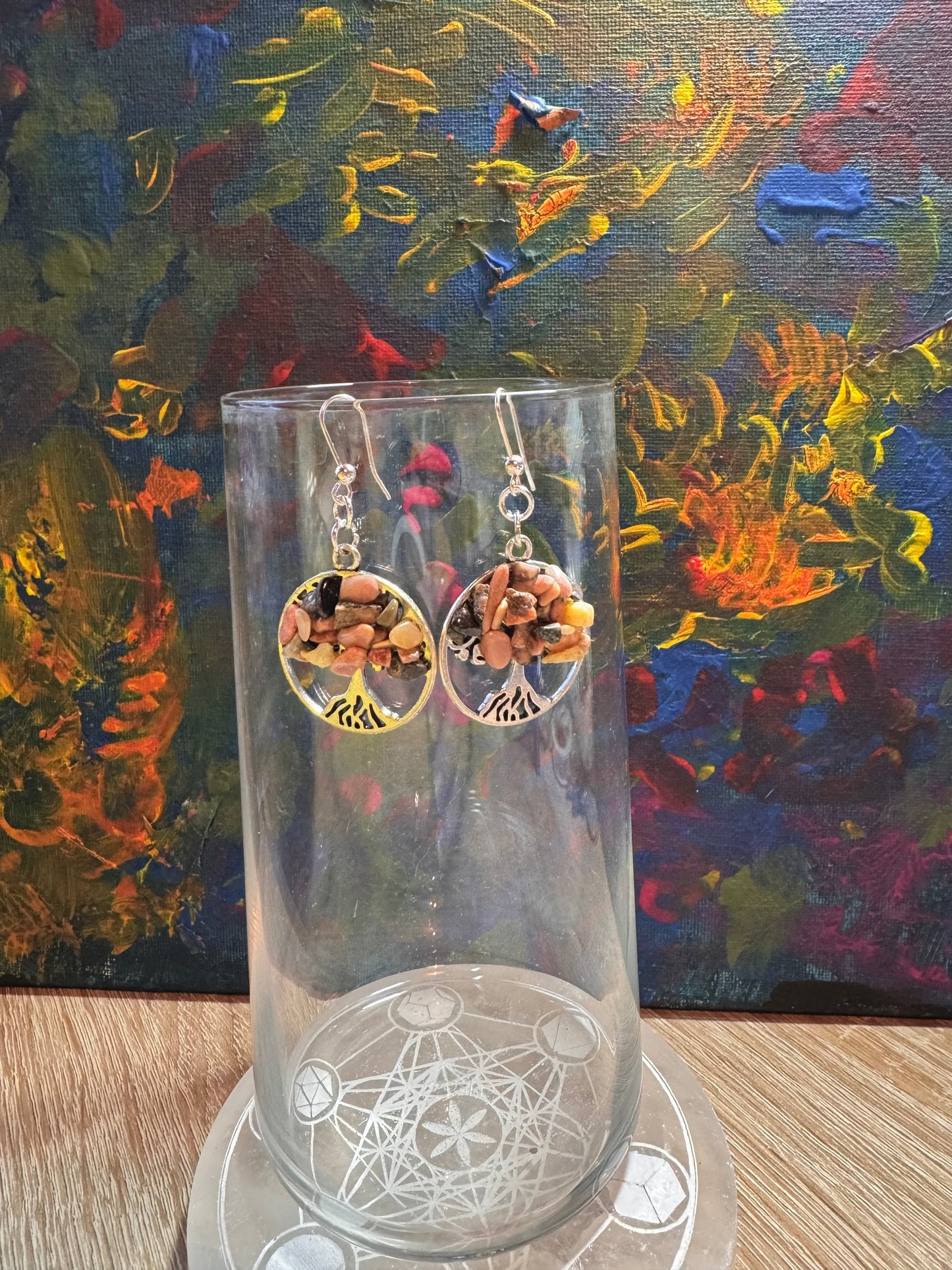 Boucles d’oreilles argent et rhodonite