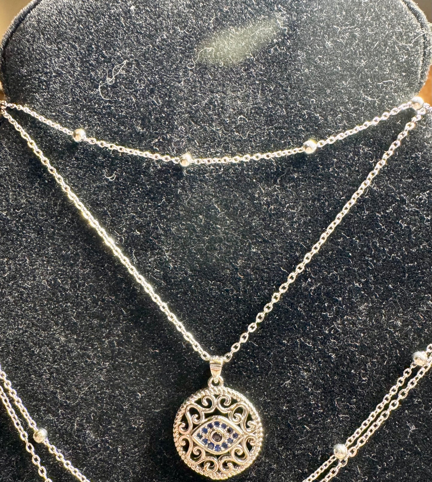 Collier double en argent avec œil de Nazar