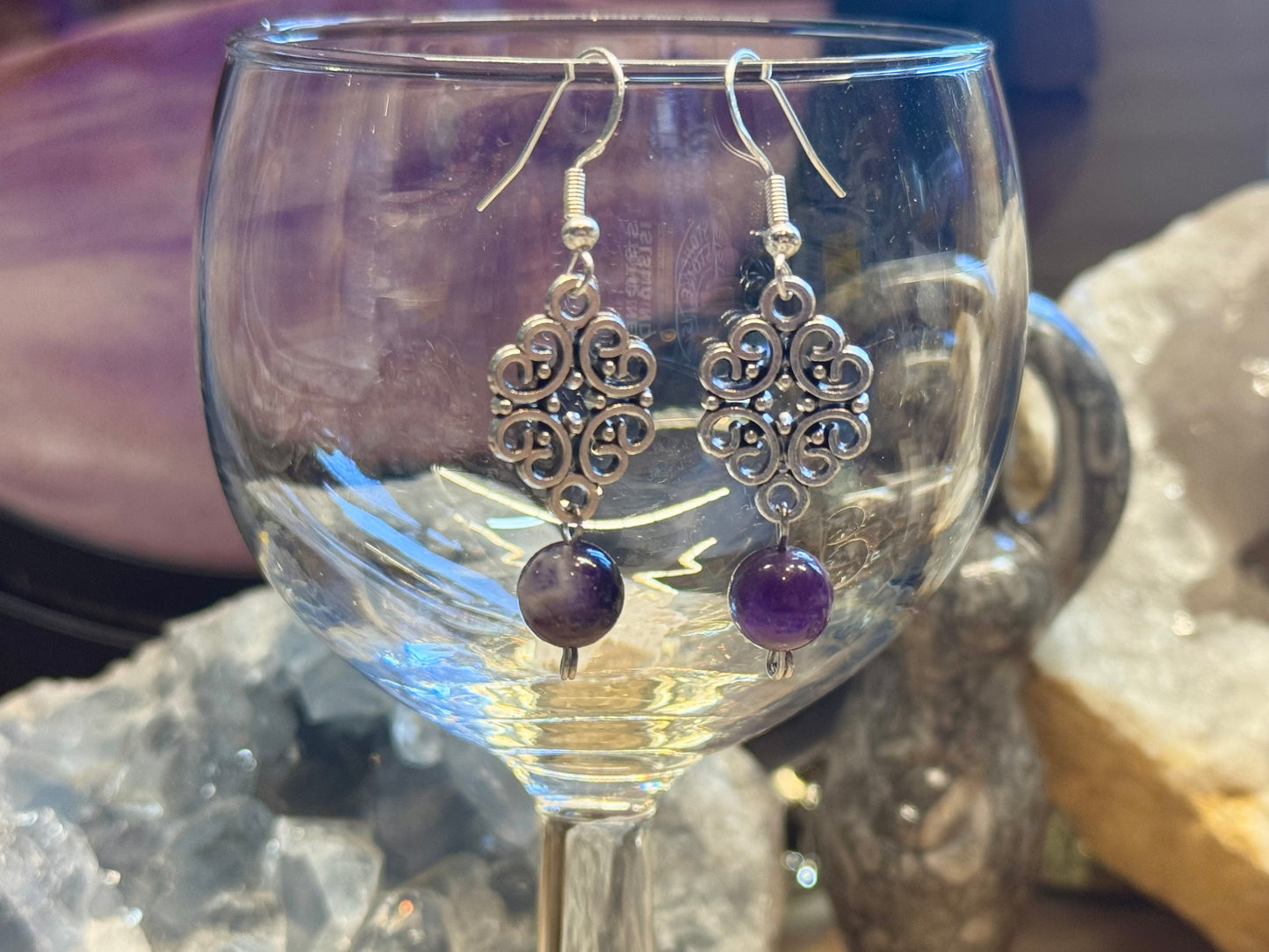 Boucles d’oreilles fantaisie Améthyste