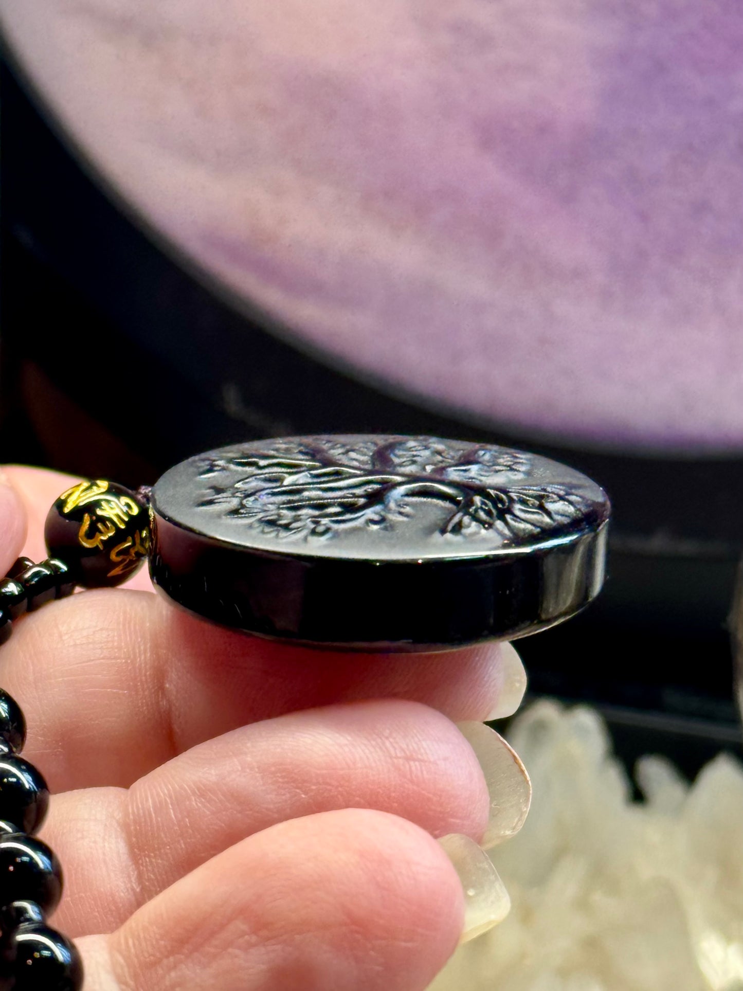 Collier Obsidienne Noire - Arbre de vie
