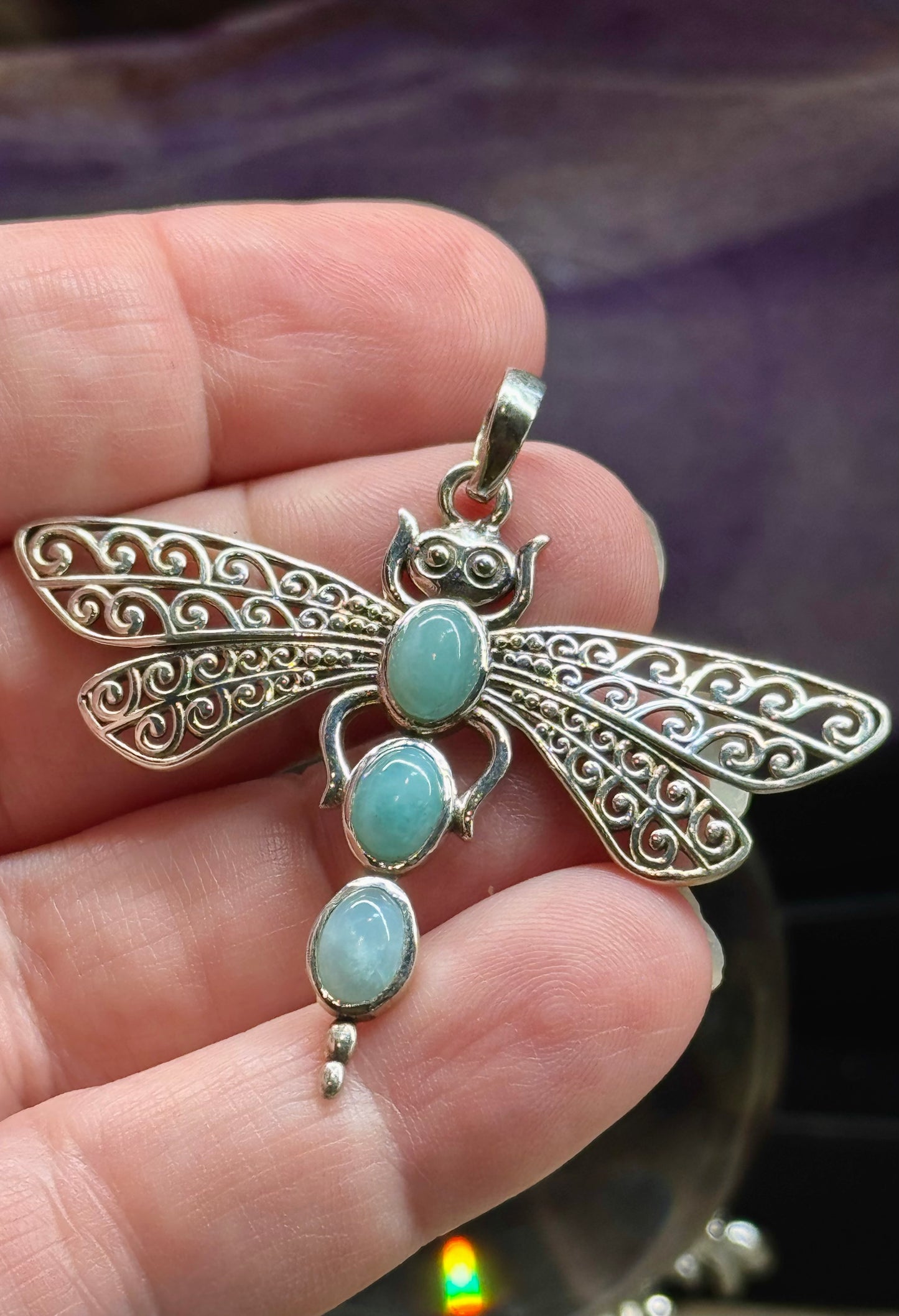 Pendentif papillon Aigue Marine