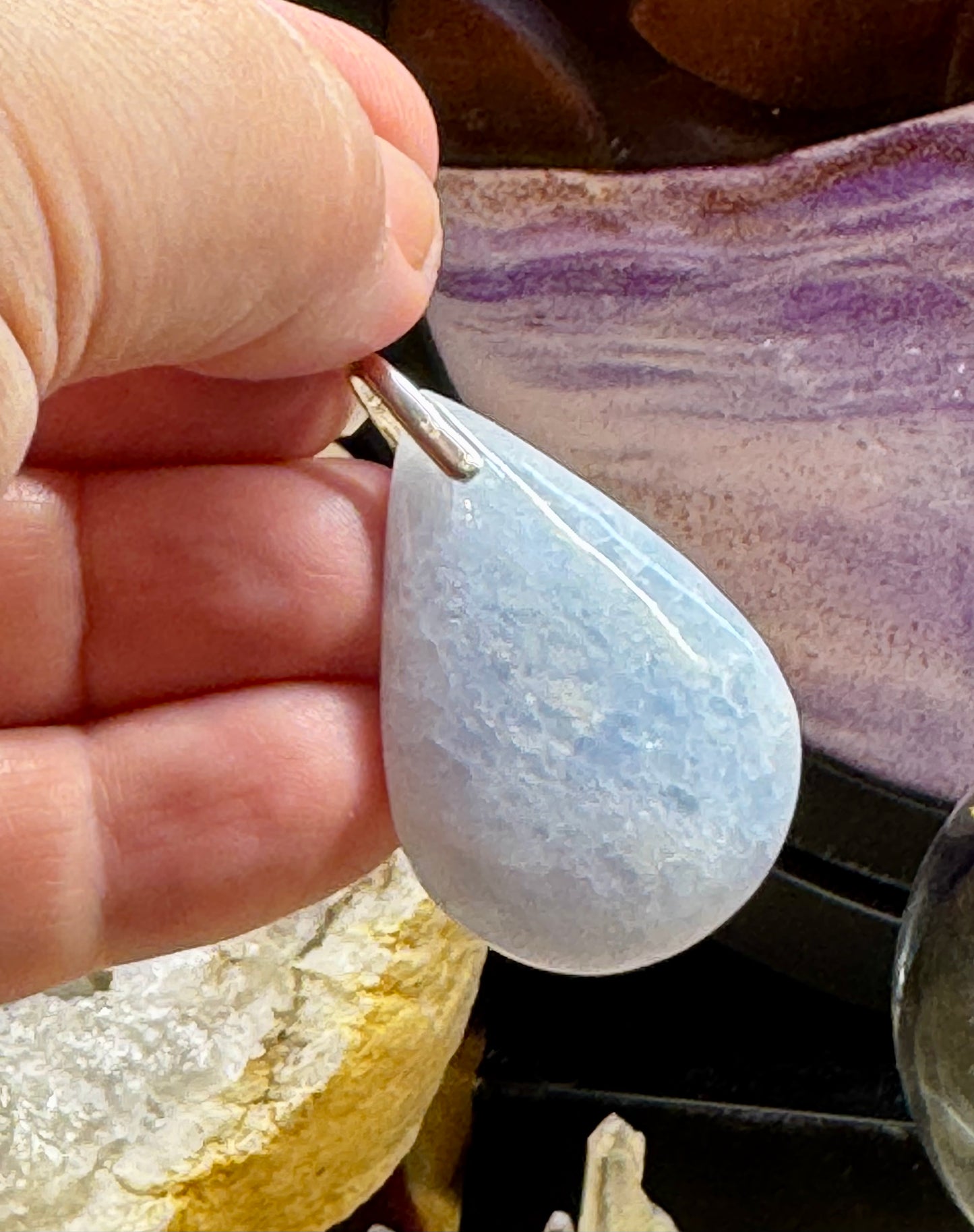 Pendentif de Calcite Bleue