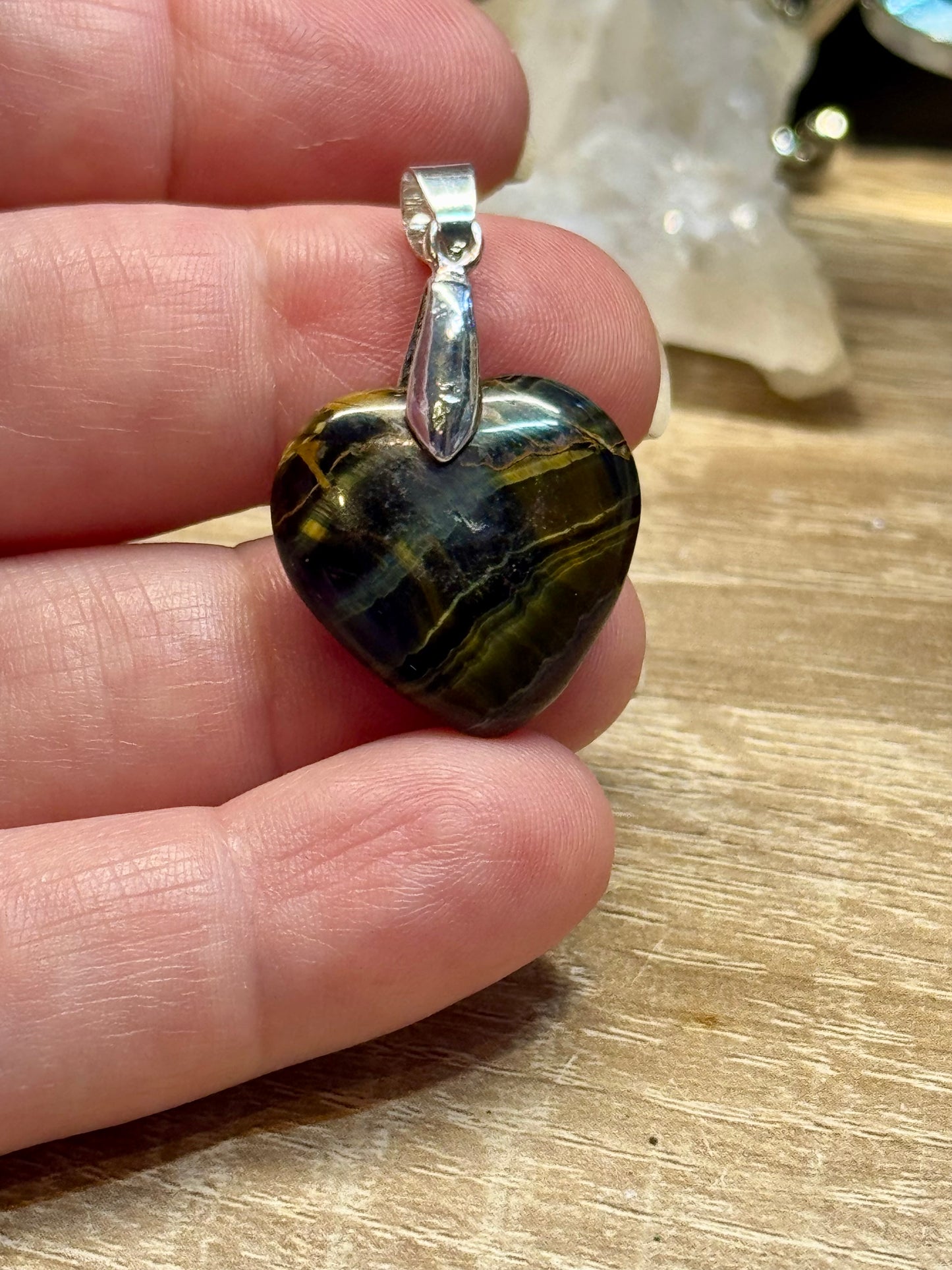 Pendentif Cœur Oeil de Tigre/Taureau 1