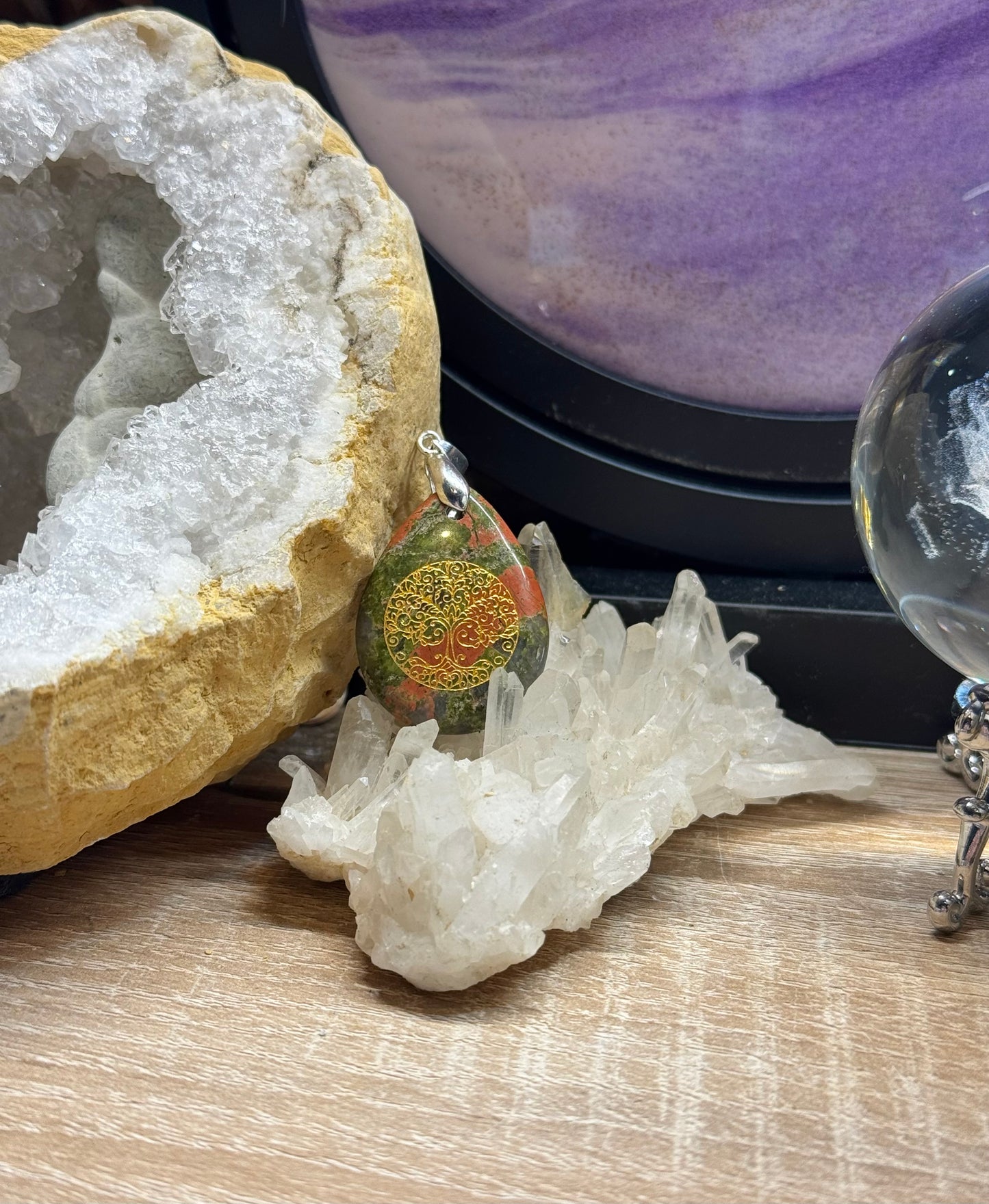 Pendentif goutte d’Unakite