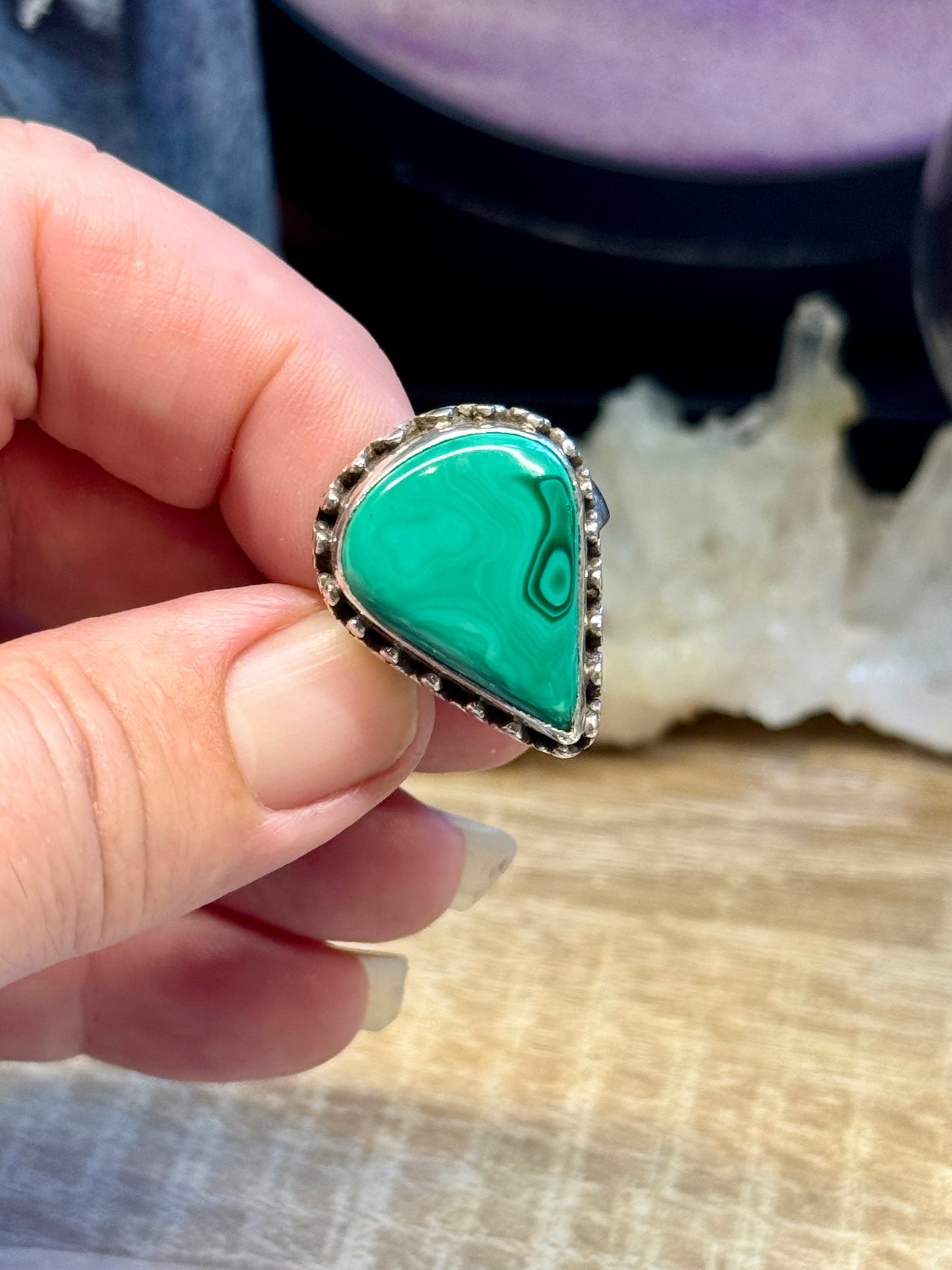 Bague Malachite T52