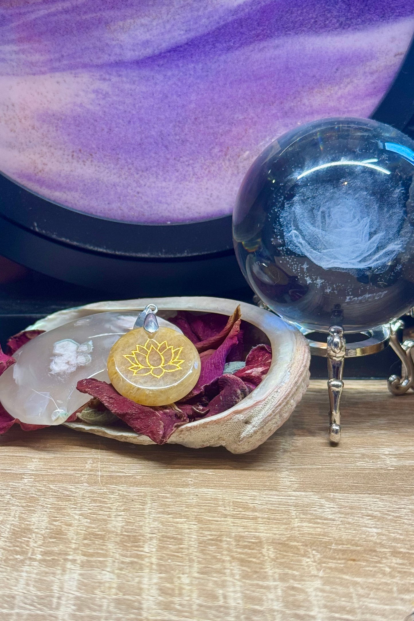 Pendentif d’Aventurine jaune lotus 2