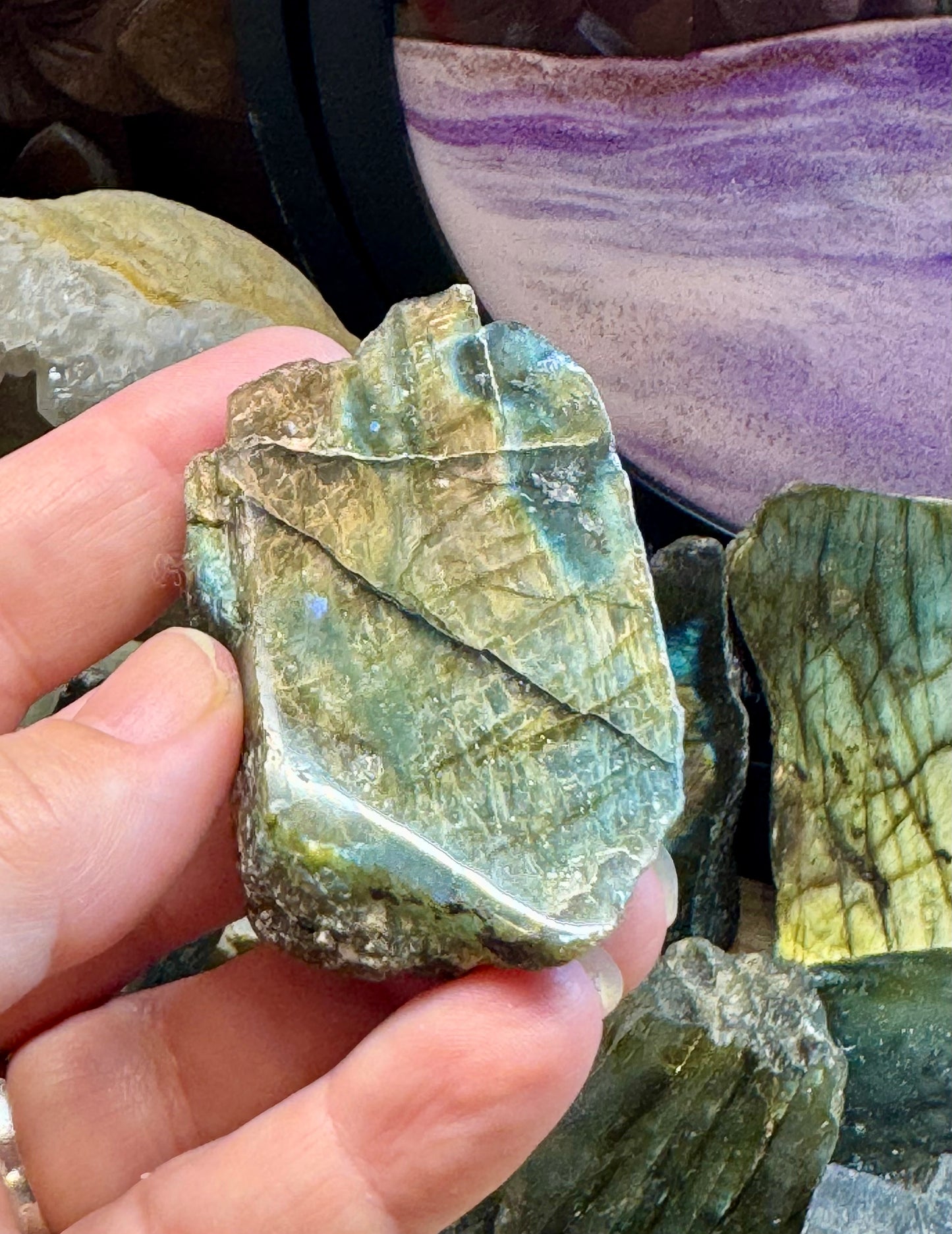 Labradorite une face polie