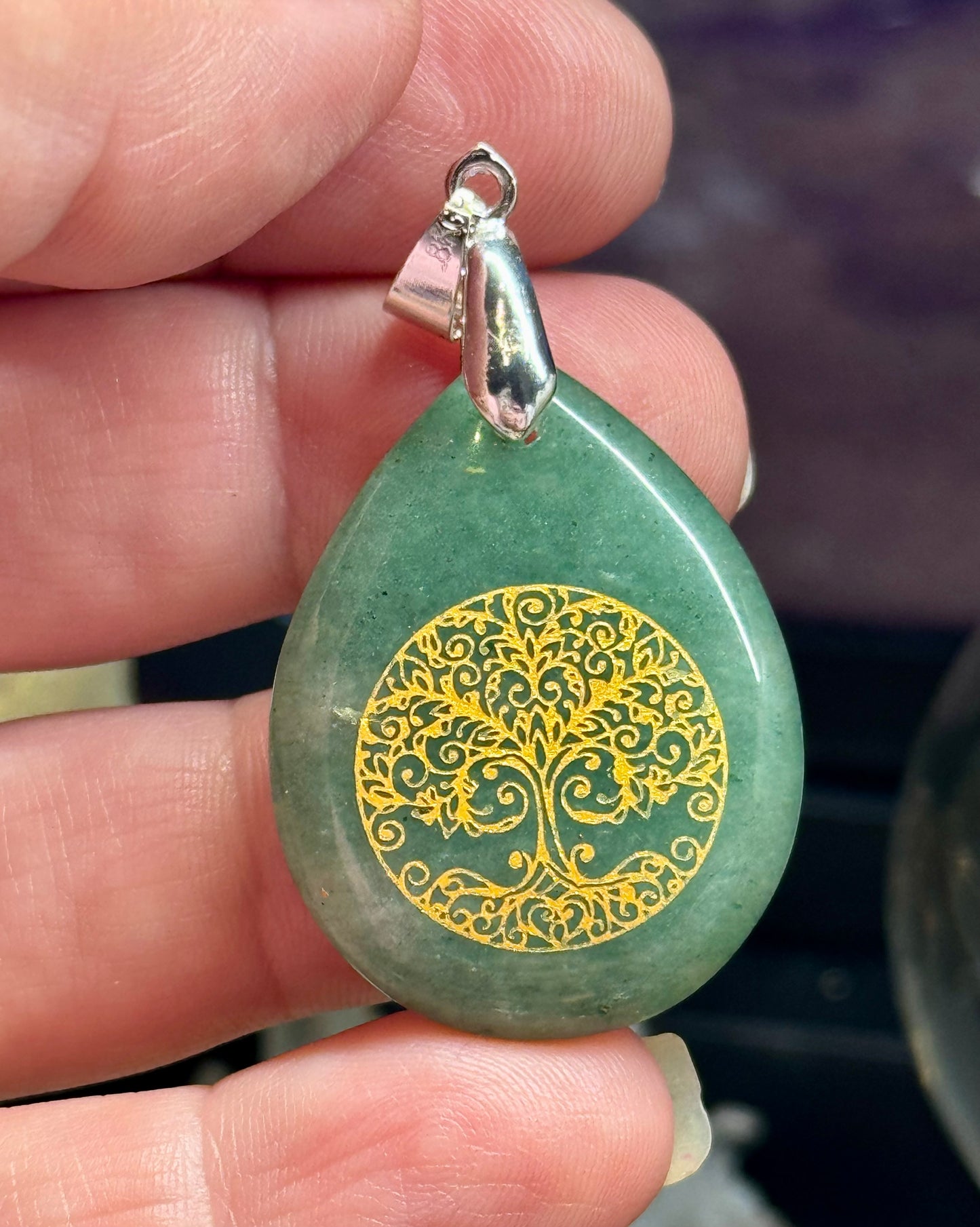 Pendentif goutte d’aventurine verte