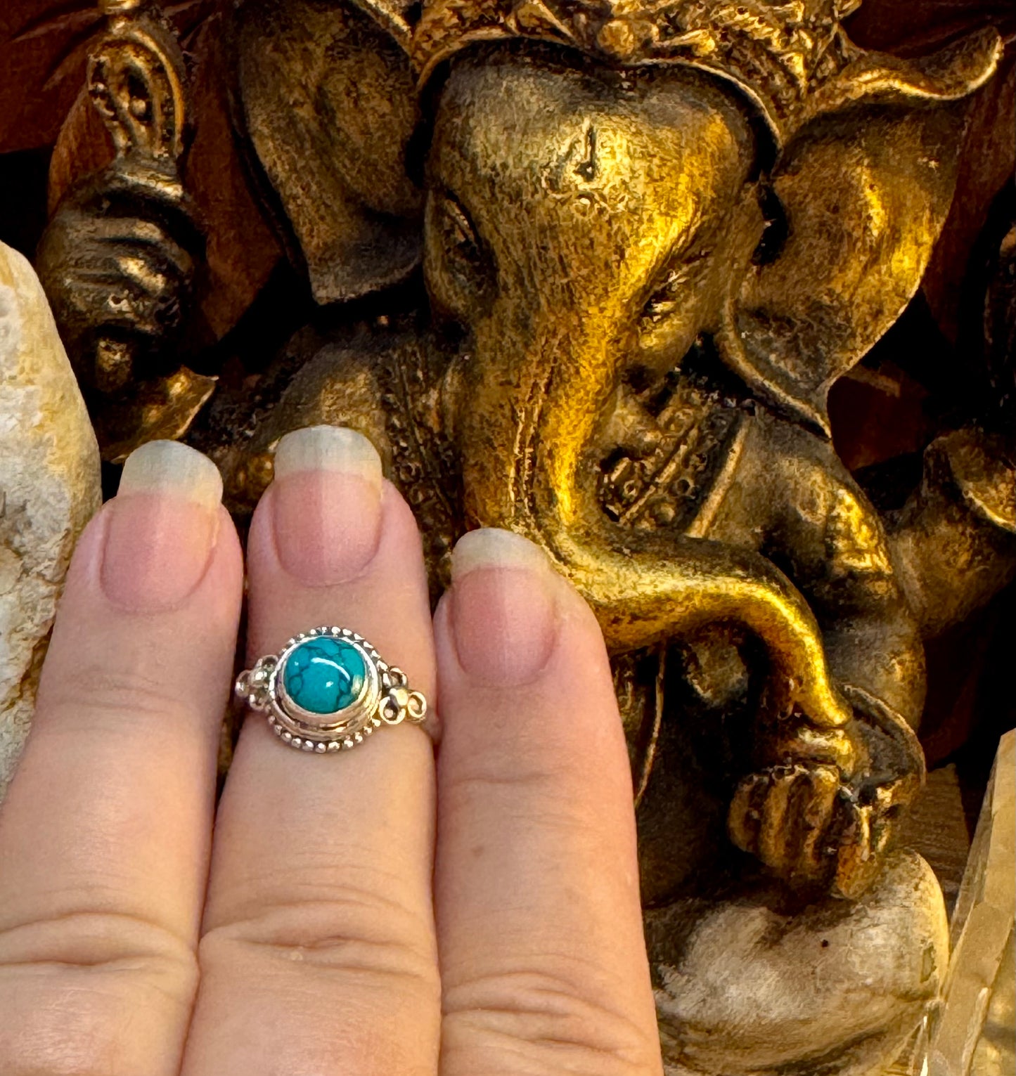 Bague de turquoise stabilisée T52