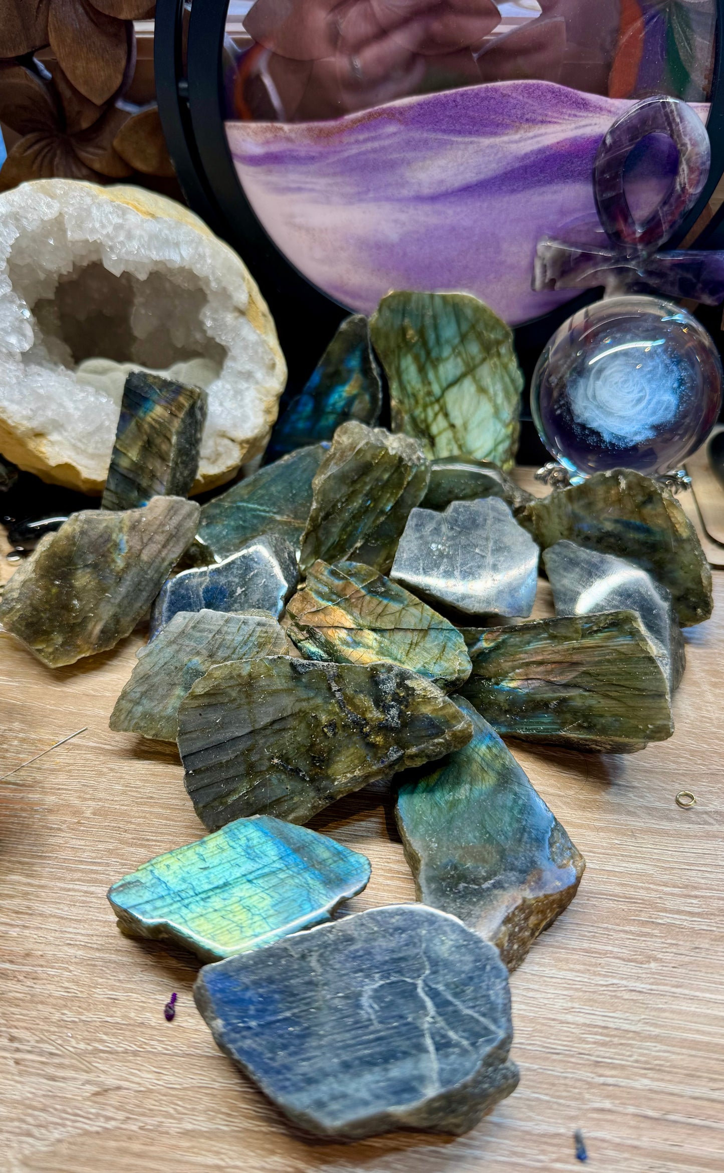 Labradorite une face polie