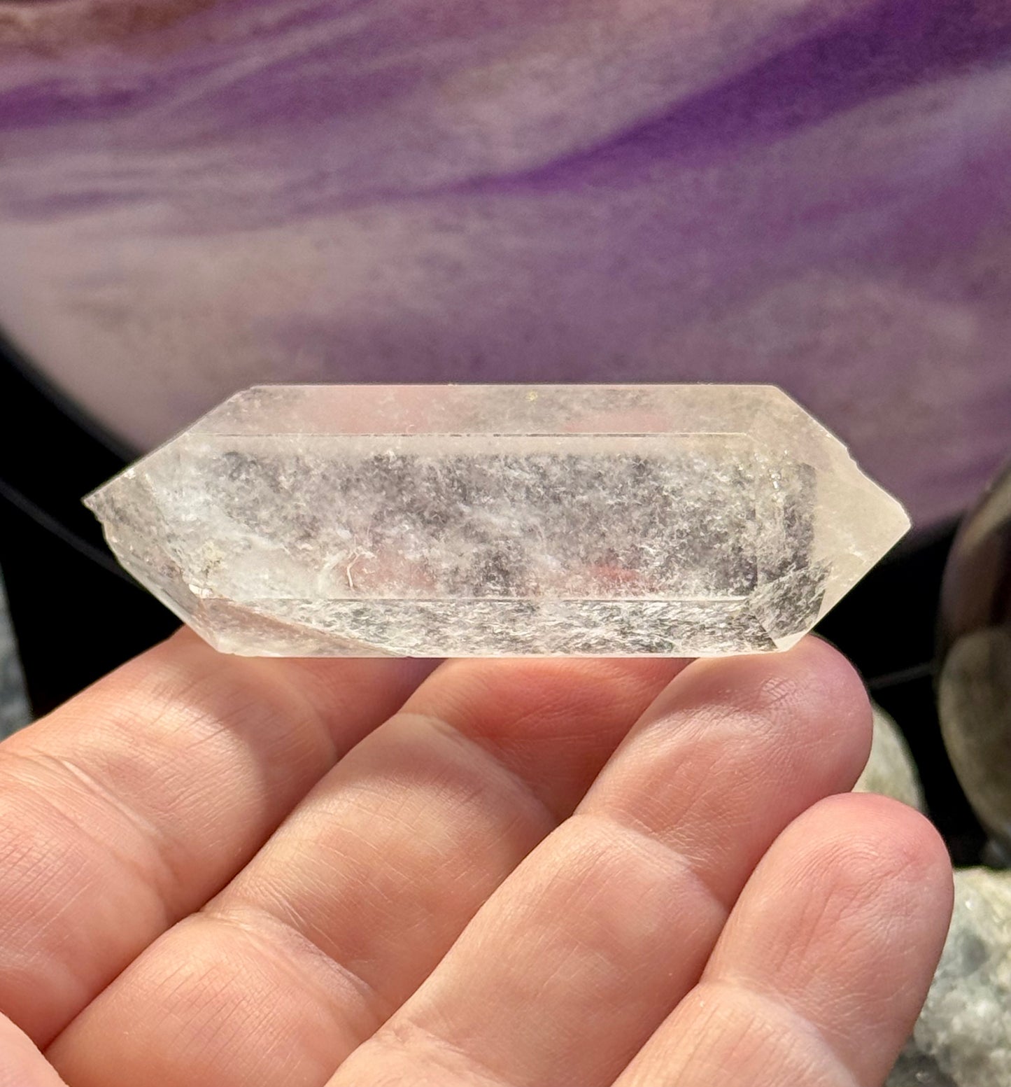 Pointe biterminée de Quartz Cristal - pointes émoussées