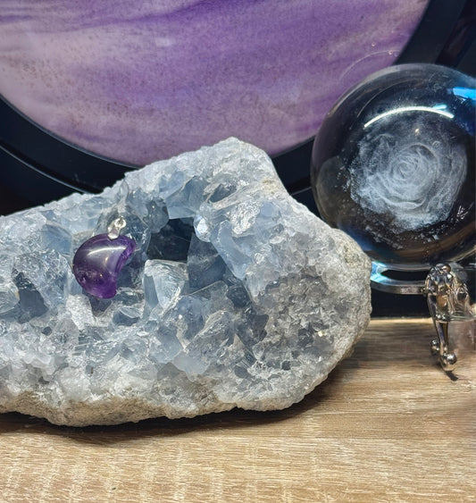 Pendentif d’Améthyste croissant de lune