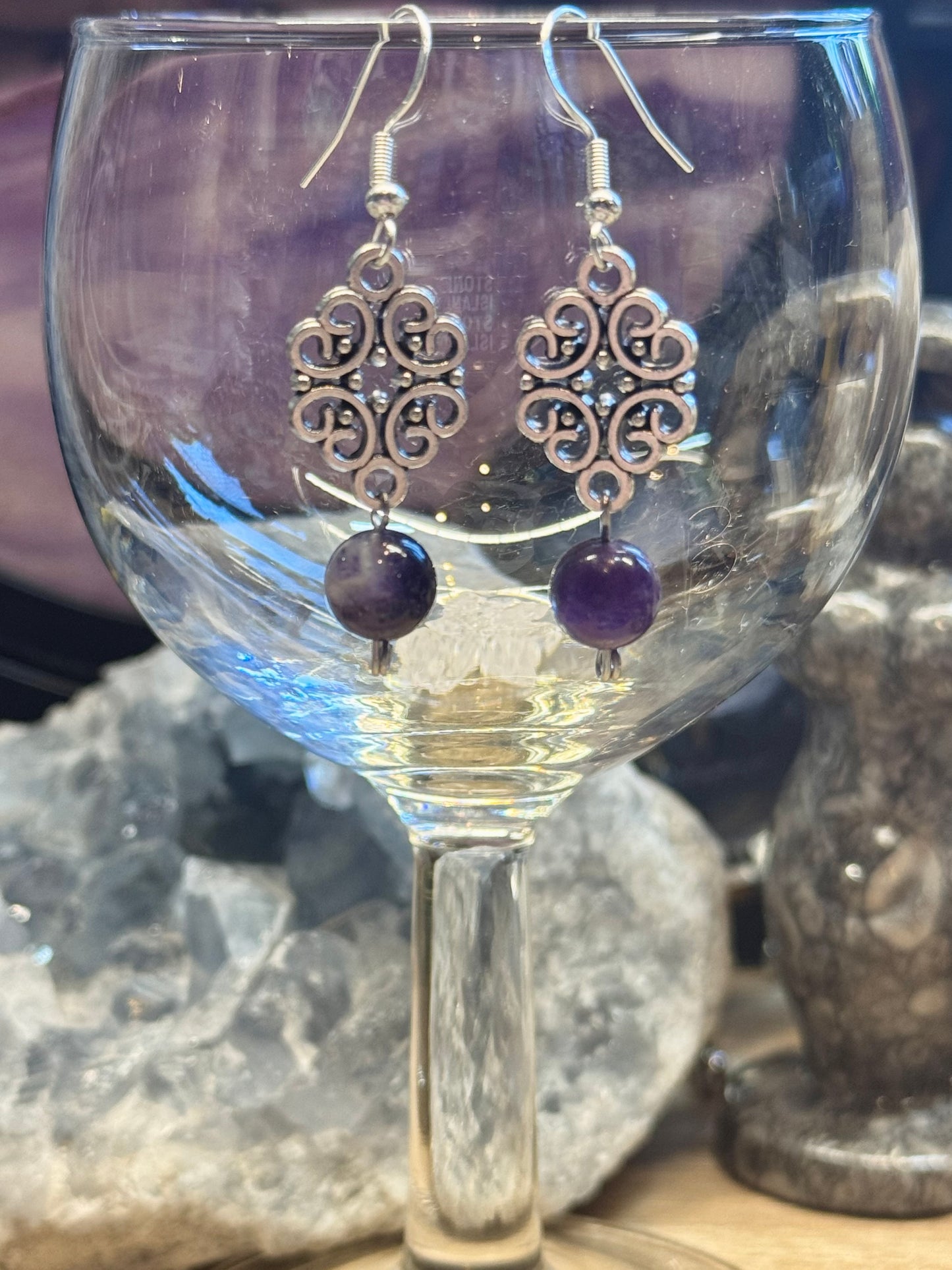 Boucles d’oreilles fantaisie Améthyste