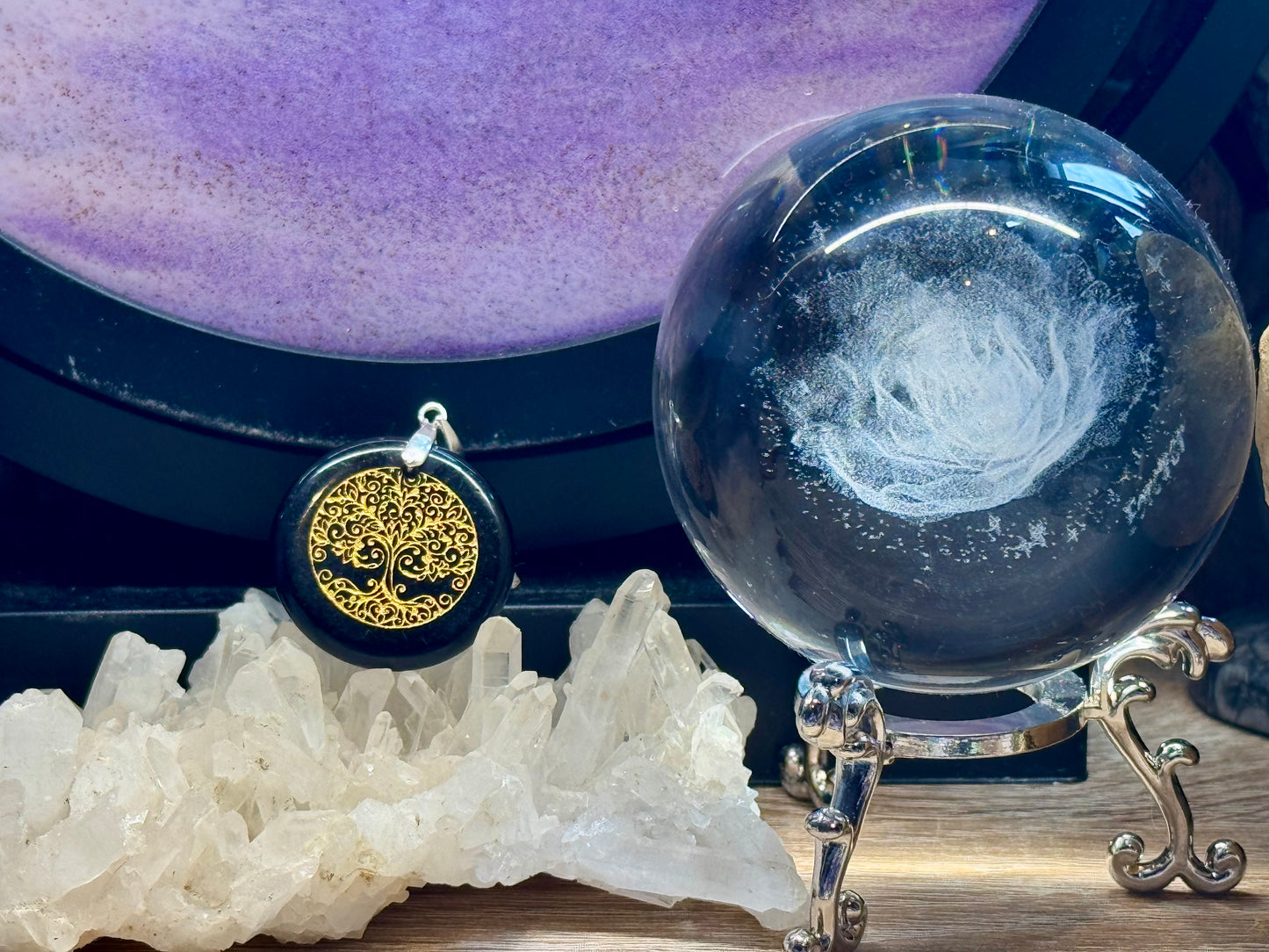 Pendentif Arbre de vie - Obsidienne Noire