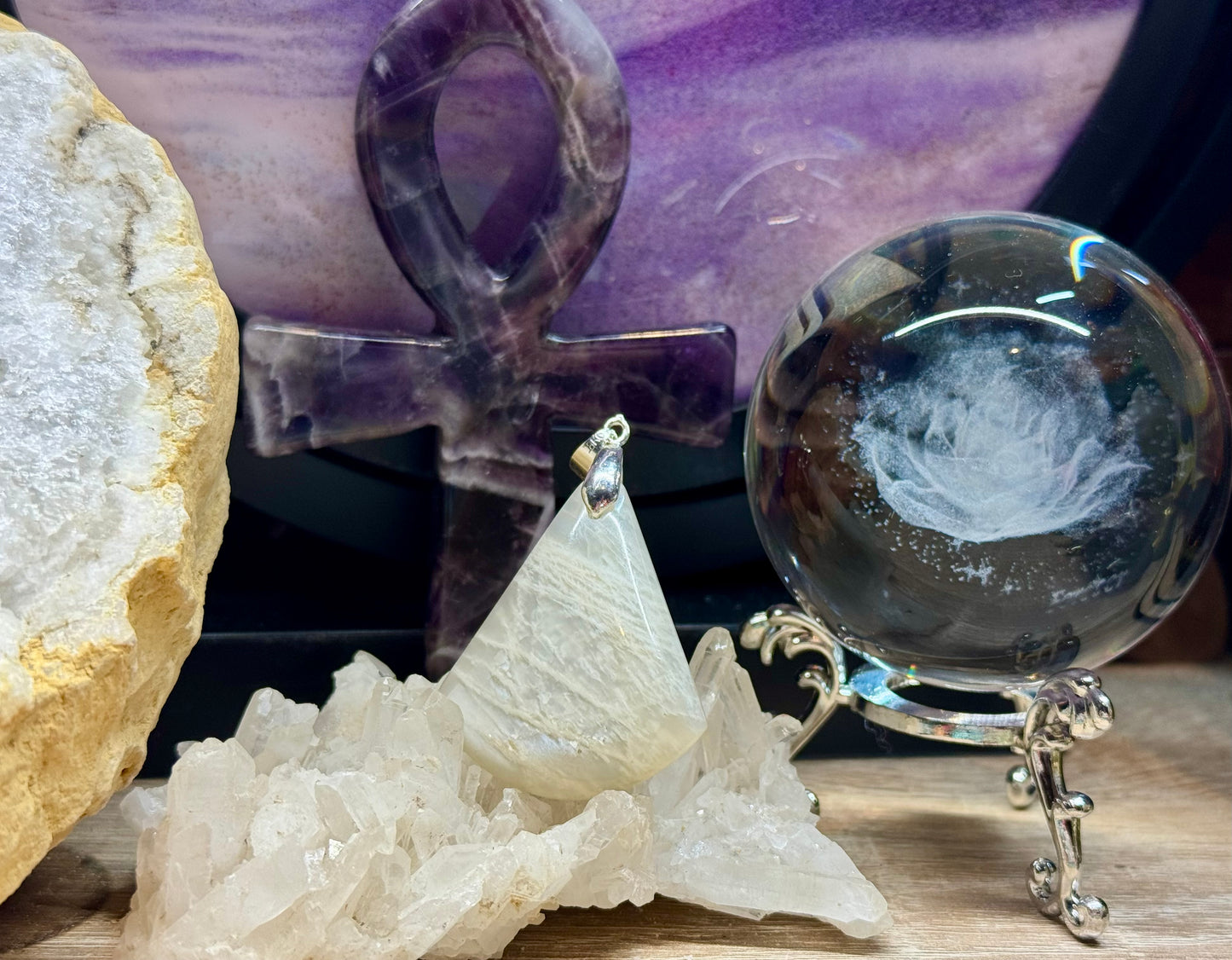 Pendentif de Pierre de Lune nacrée