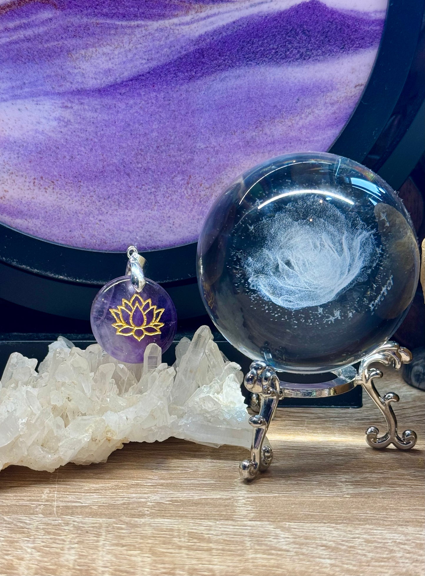 Pendentif Améthyste - Fleur de Lotus 1