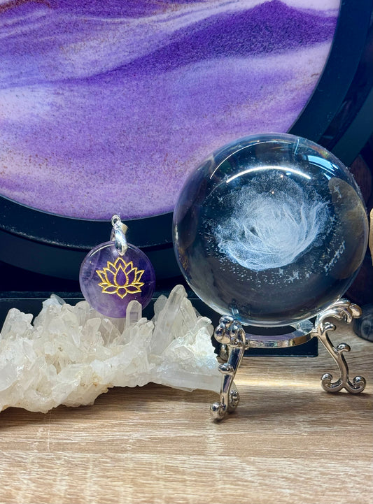 Pendentif Améthyste - Fleur de Lotus 1