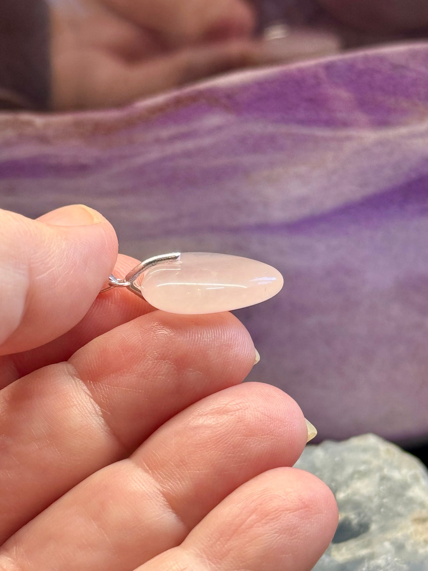 Pendentif Cœur en Quartz Rose