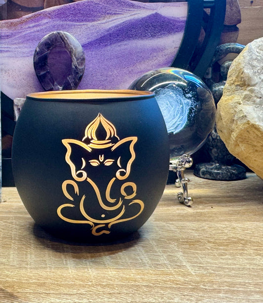Bougeoir Ganesh en verre