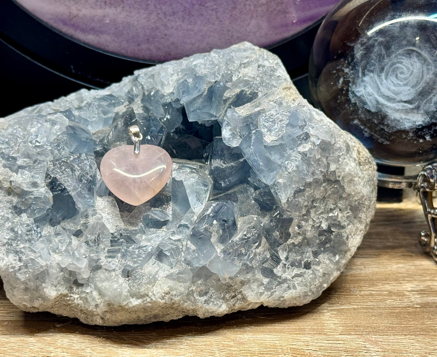 Pendentif Cœur en Quartz Rose