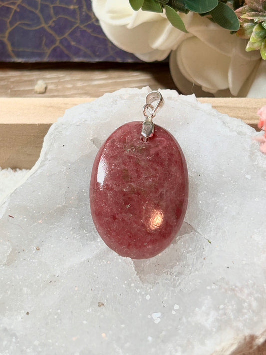 Pendentif de rhodonite rose