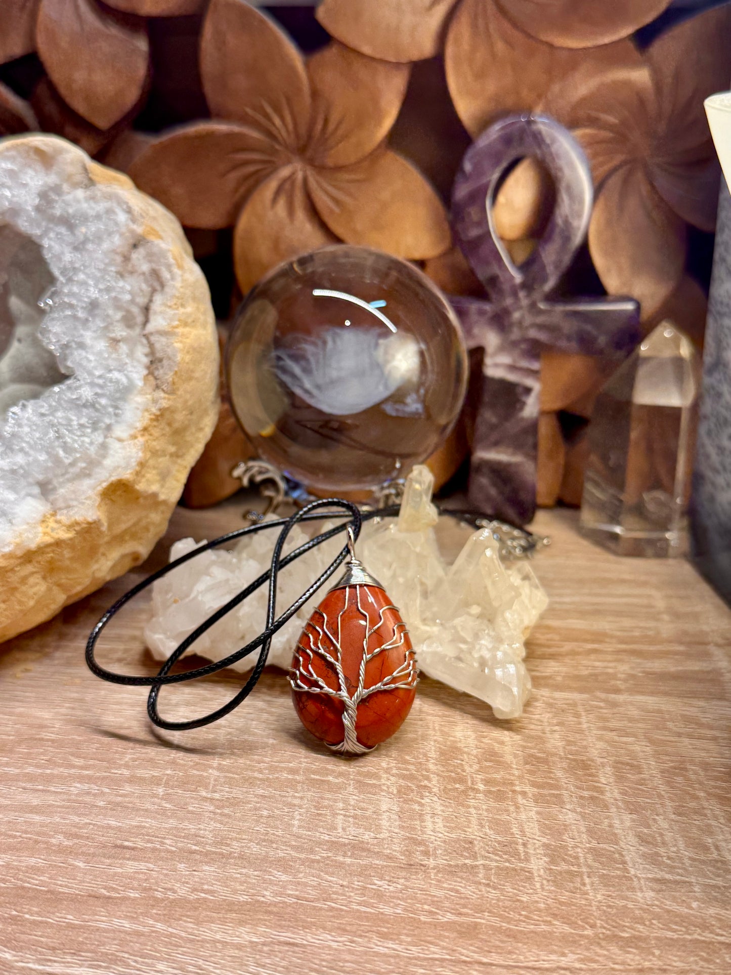 Pendentif de Jaspe Rouge - Montage acier