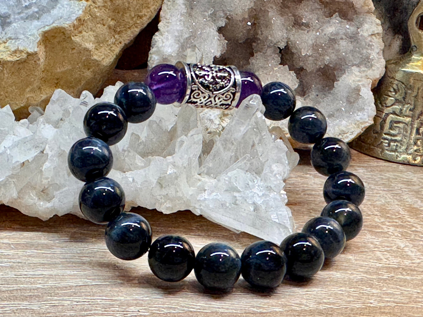 Bracelet œil de faucon et d’améthyste "Tolérance et Harmonie"