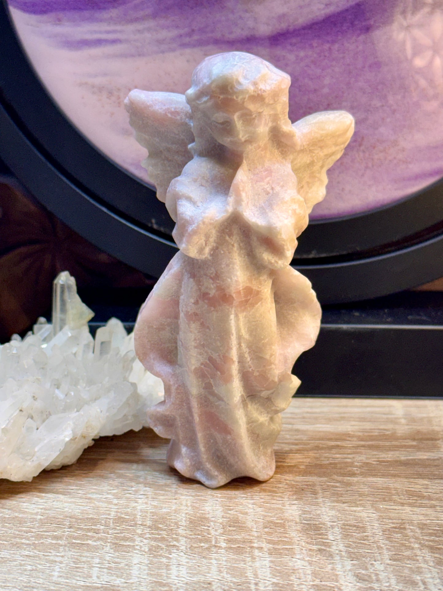 Statuette angélique en Opale Rose