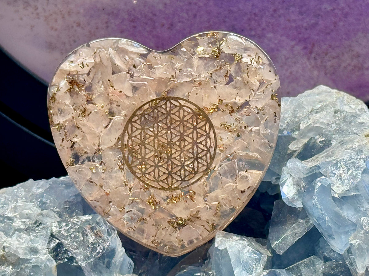 Orgonite Cœur de Quartz Rose