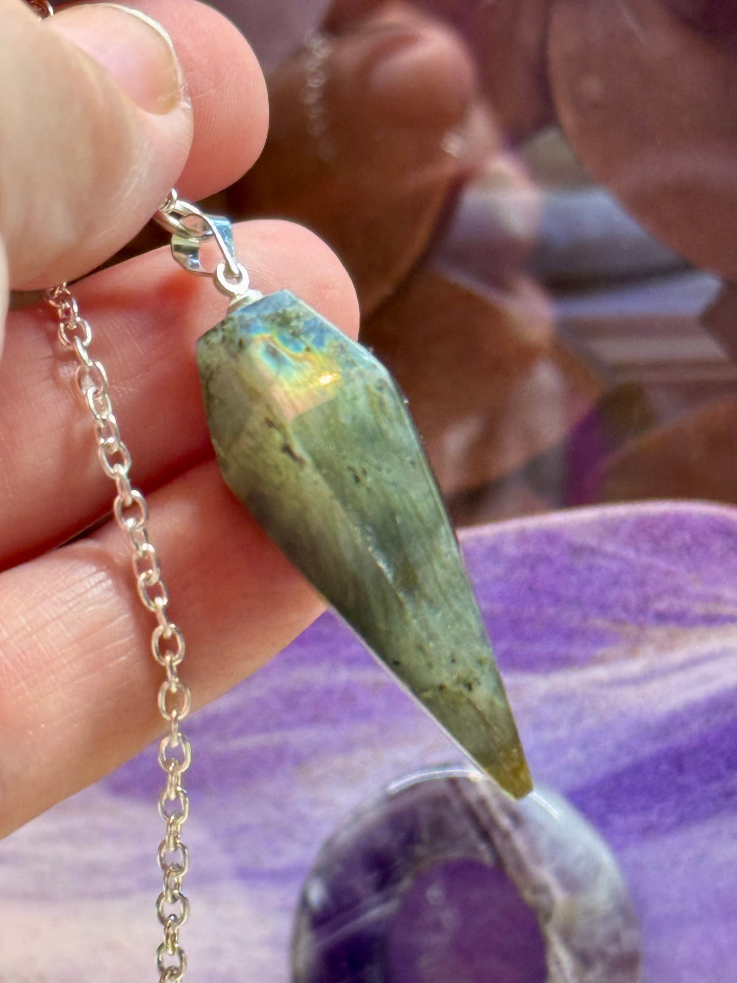 Pendule conique en Labradorite - Arbre de vie