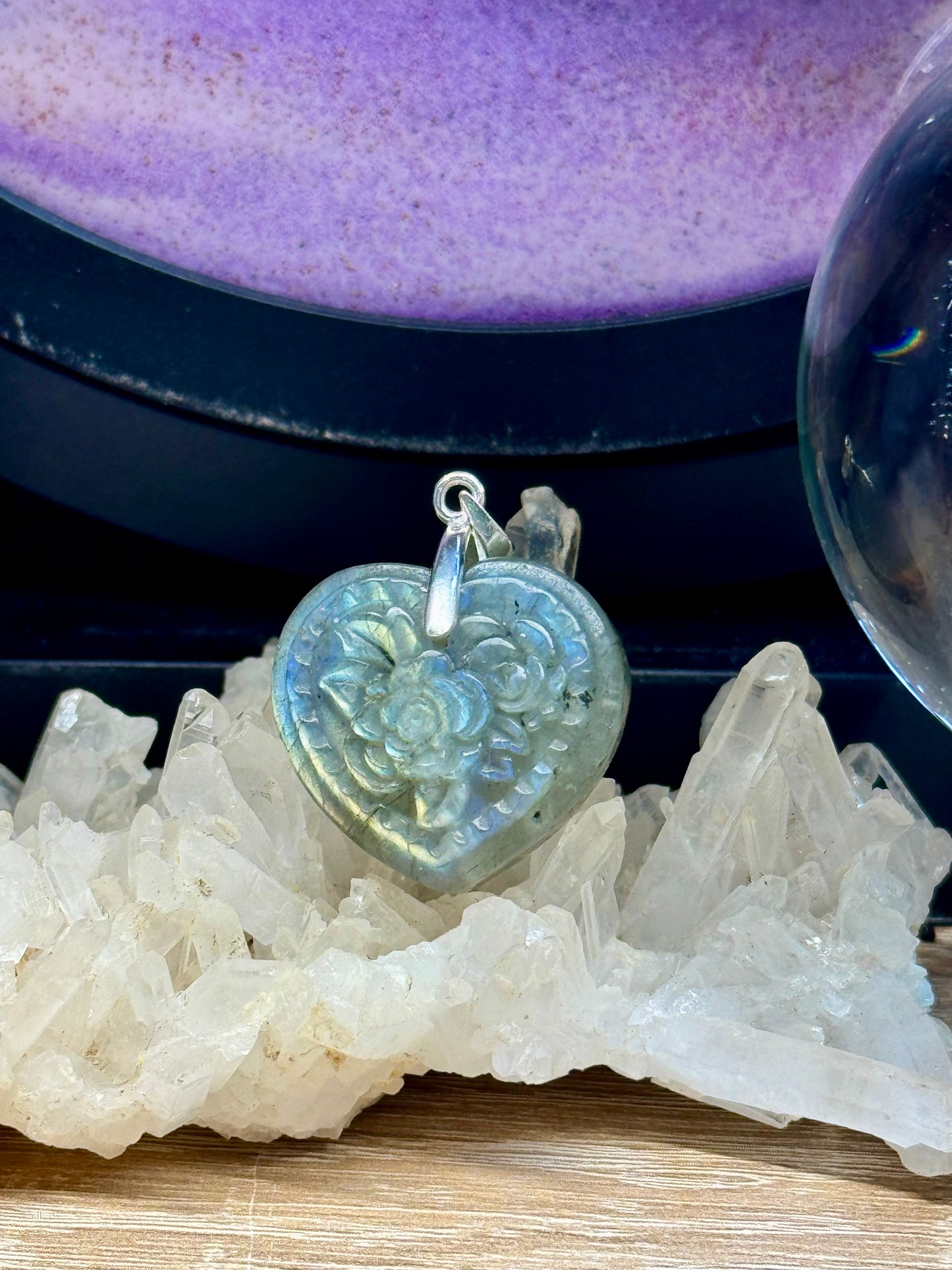 Pendentif en Labradorite Cœur Gravé