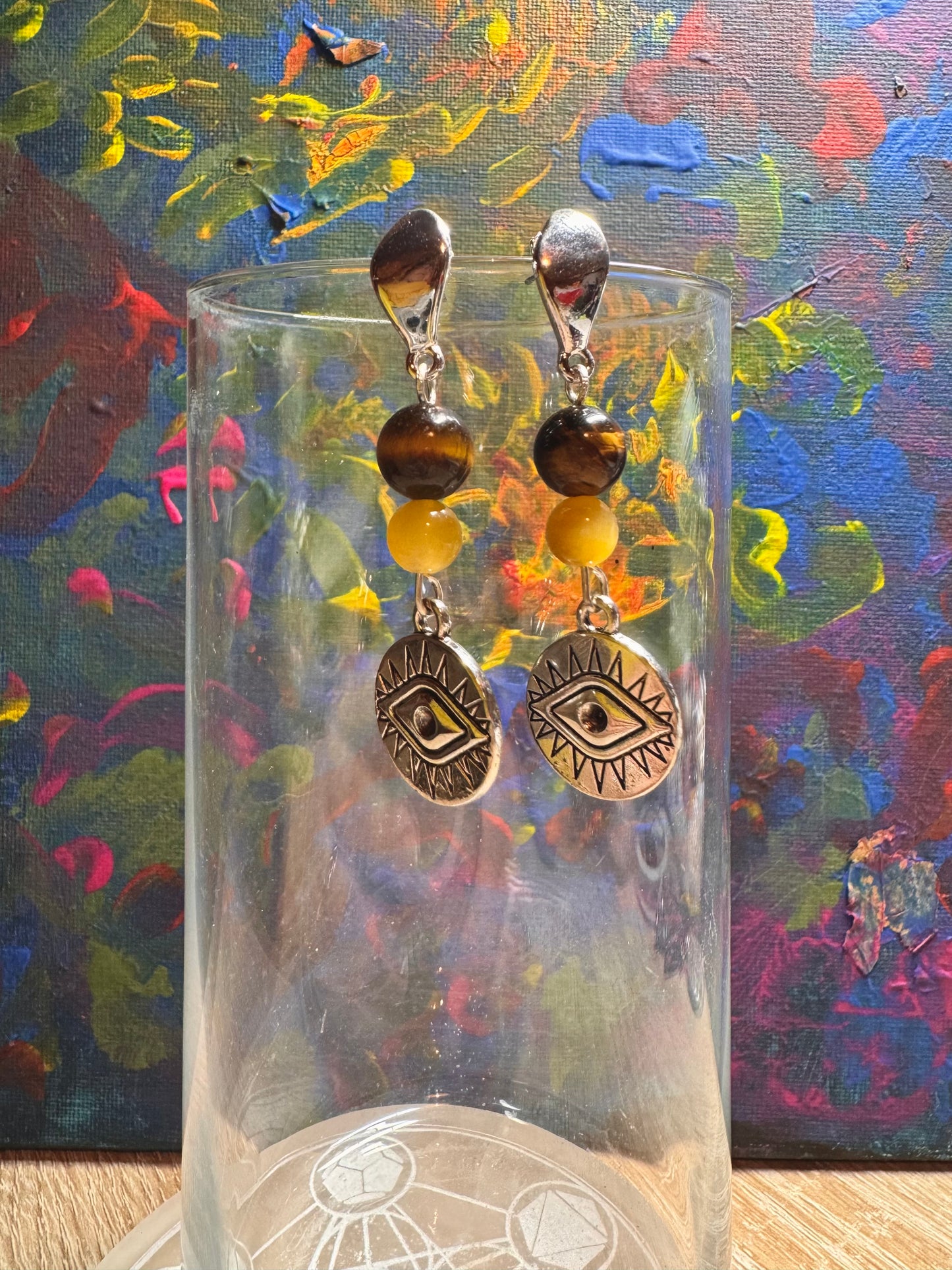 Boucles d’oreilles protection en argent et œil de tigre