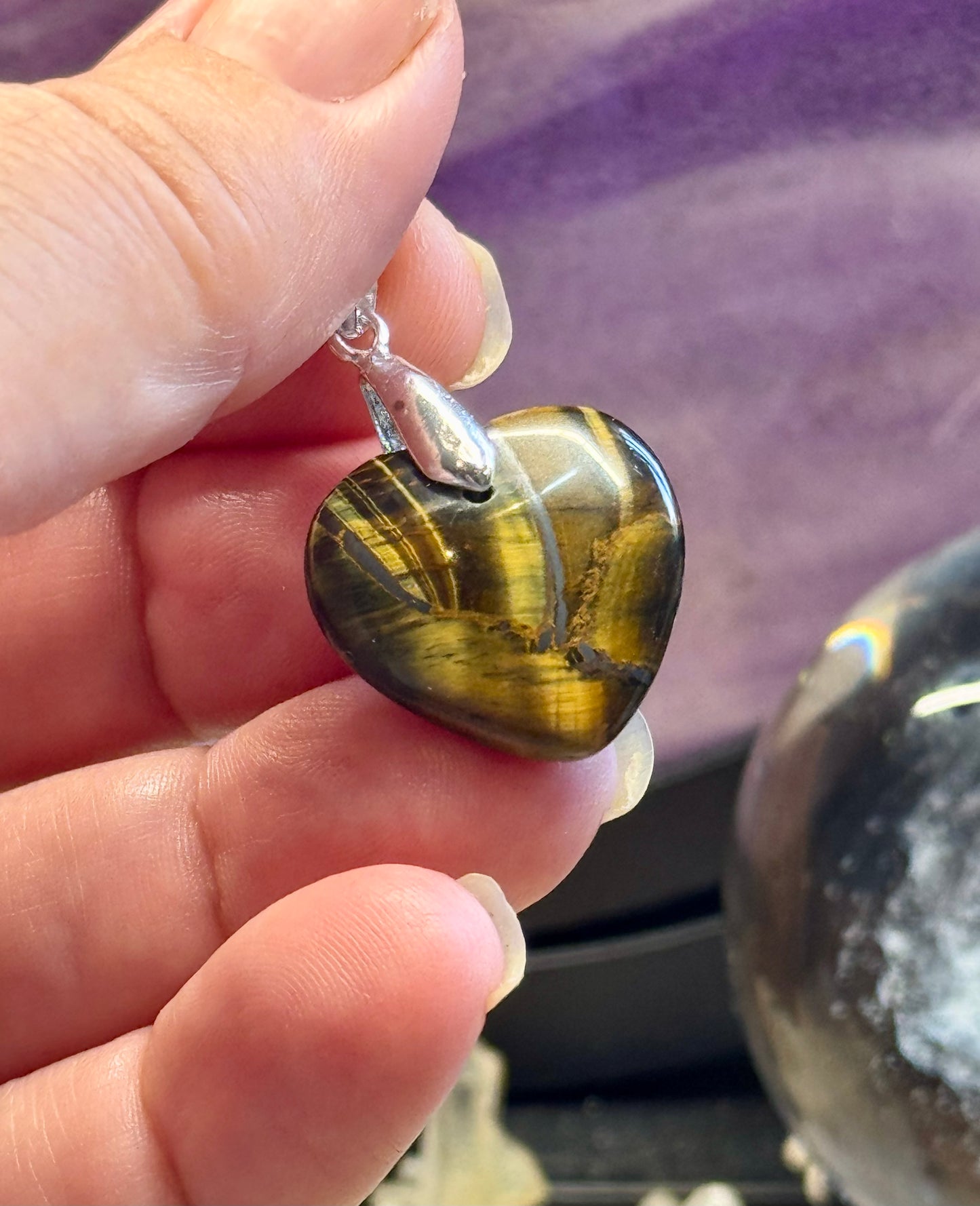 Pendentif Cœur Oeil de Tigre/Faucon 2